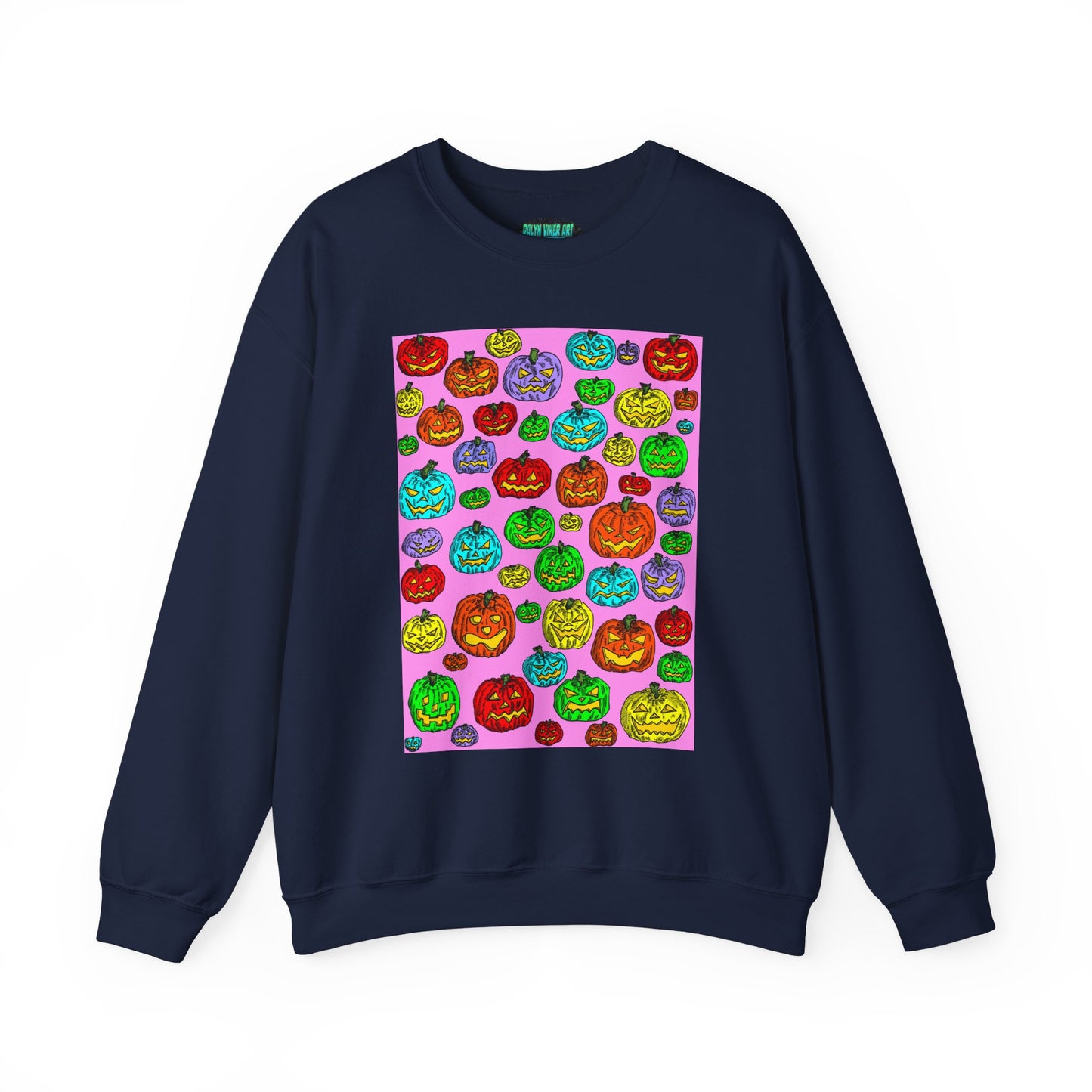 Colorful Pumpkin Crewneck Sweatshirt for Fall Celebrations