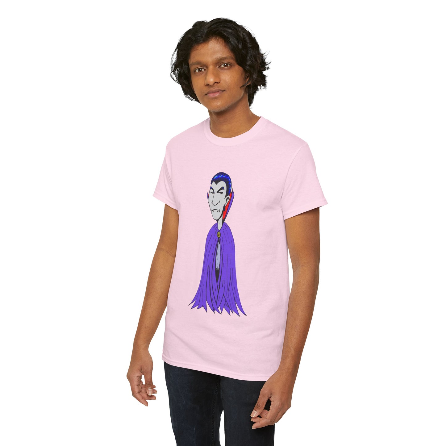 Vampire Cartoon Tee - Cute Purple Cloak Dracula Graphic T-Shirt