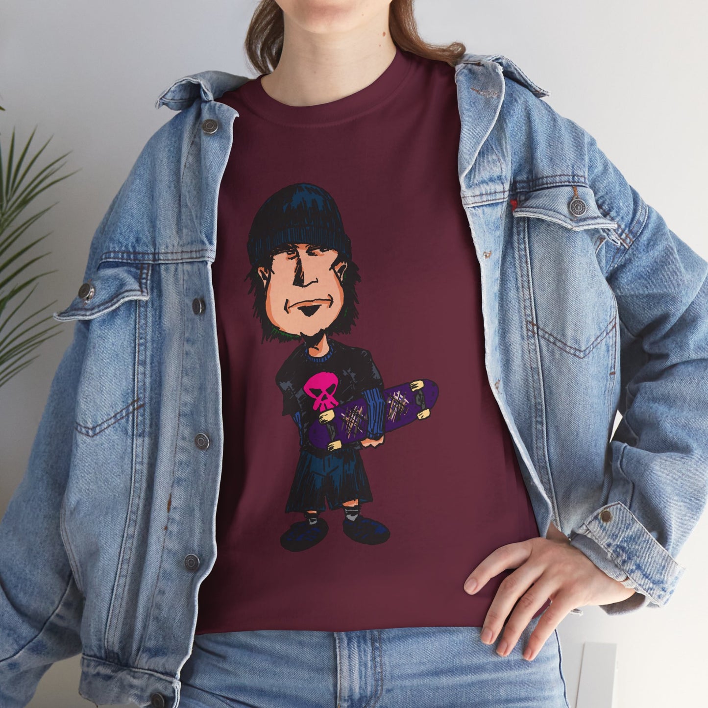 Rude Skater Dude - Skate Punk - Skater Kid Cartoon T‑Shirt — Cute Skateboarder Graphic Tee