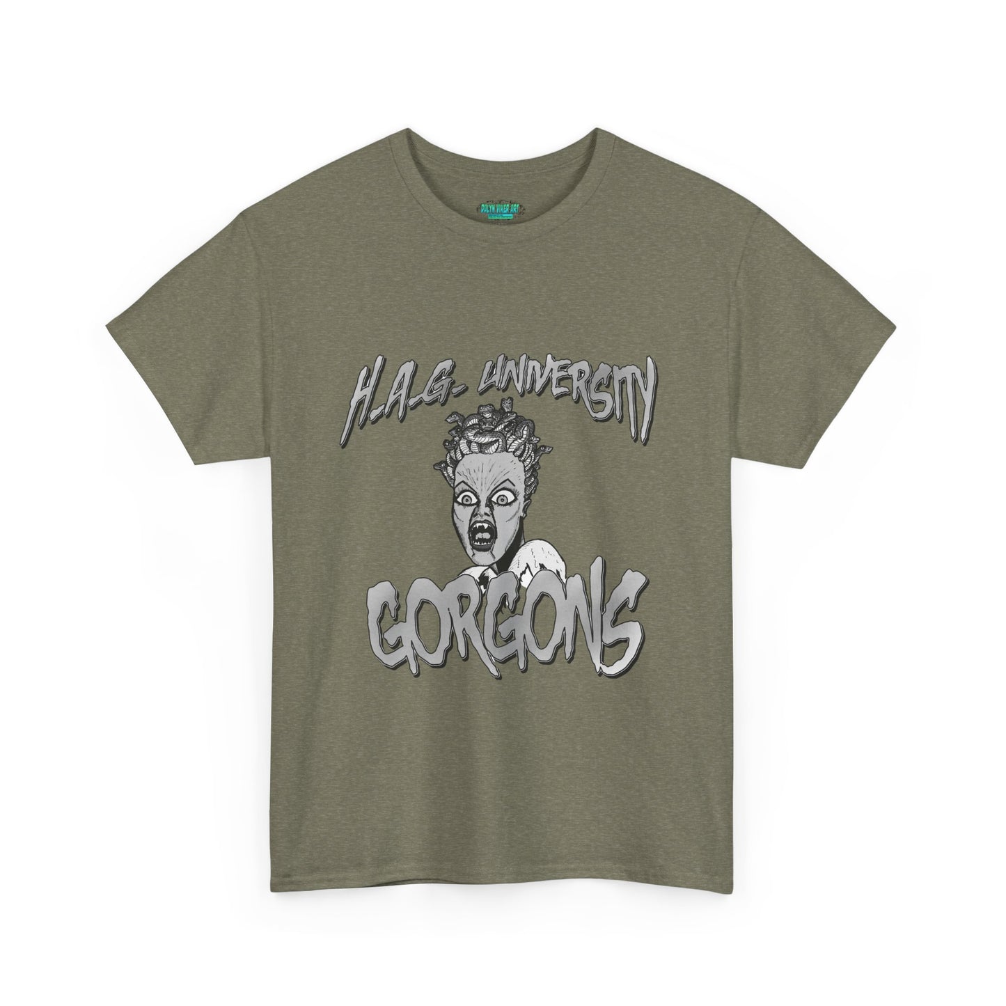 Graphic Tee with Gorgon Mascot - Greek Mythology University Unisex Shirt