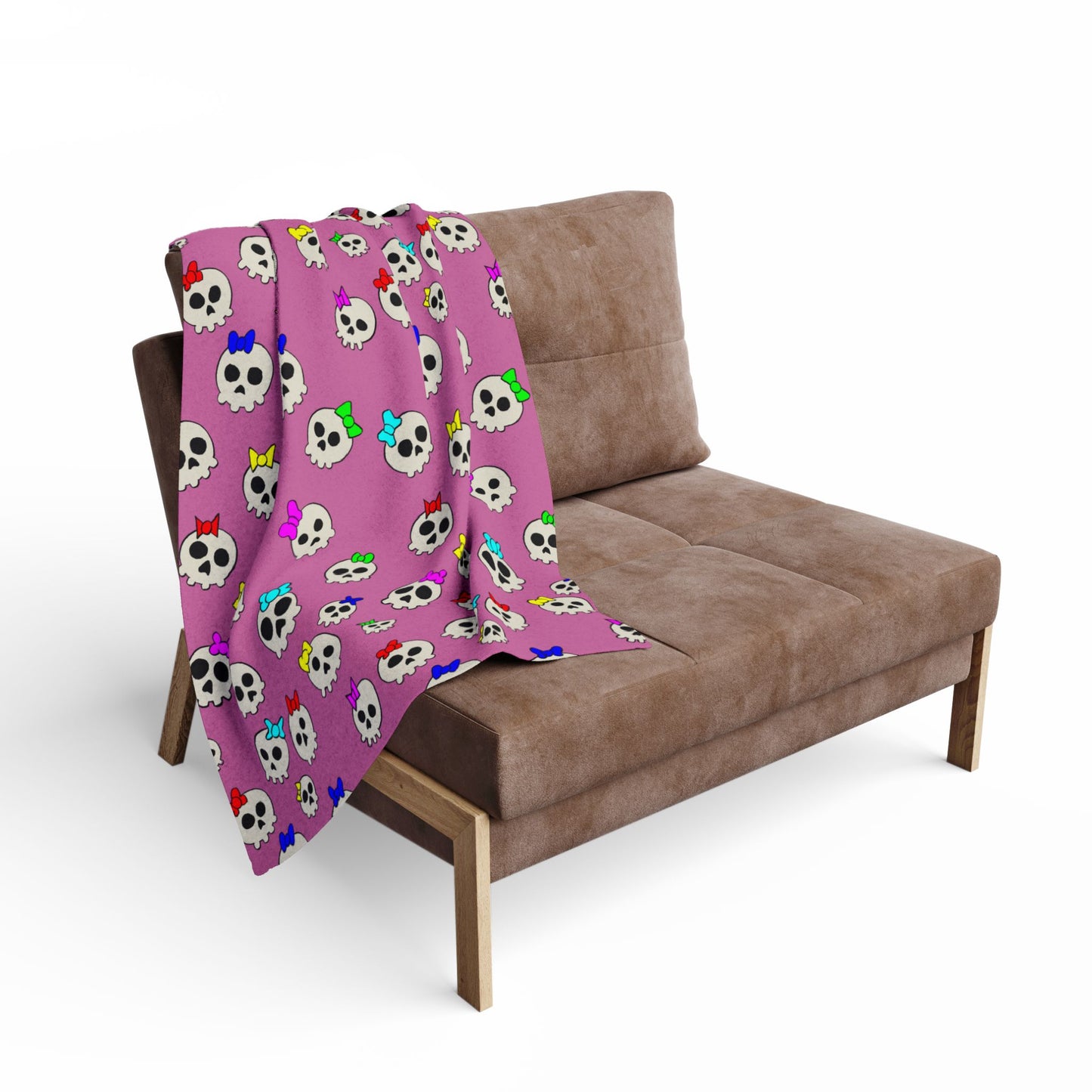 Delightfully Cute Skulls - Pink - Arctic Fleece Blanket