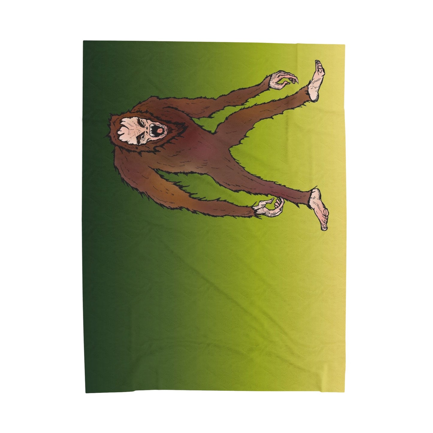 Bigfoot Encounter - Sasquatch Gradient Velveteen Plush Blanket — Soft Green Bigfoot Throw
