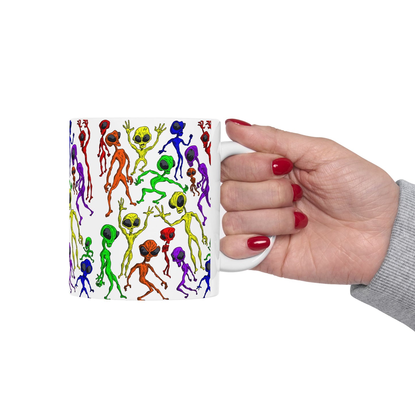 Alien Dance Party Ceramic Mug - Quirky Coffee Cup for Sci-Fi Lovers, Unique Gift for Birthdays, Parties, Holidays, Fun Kitchen Decor