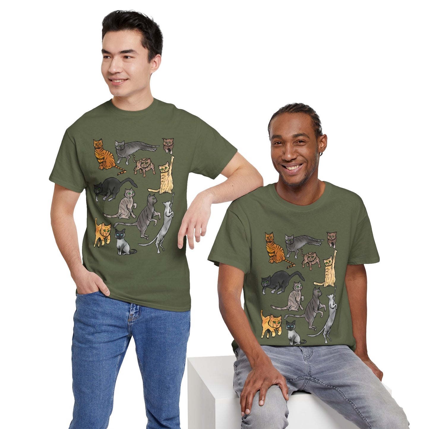 Cats Collage T-Shirt — Cute Cat Illustration Tee for Cat Lovers