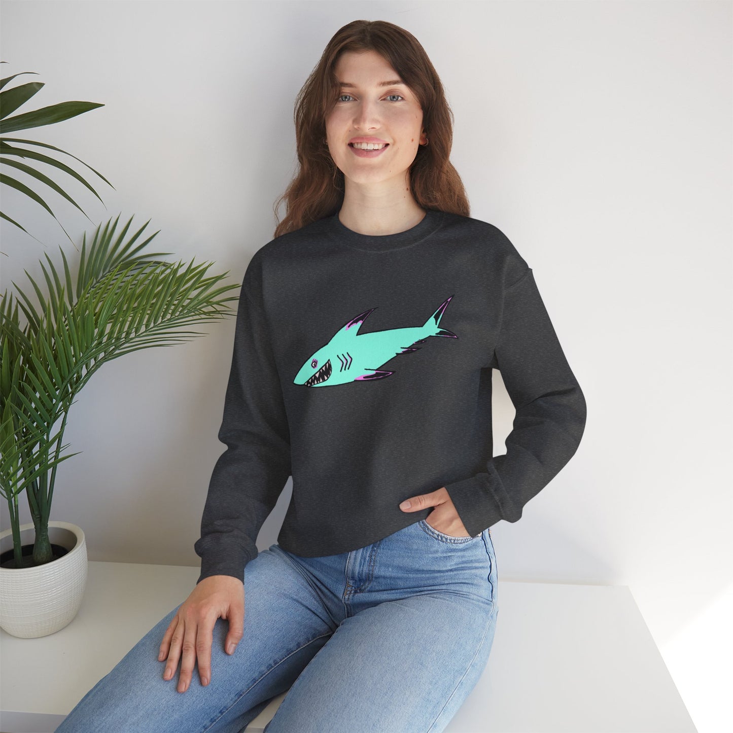 Charming Shark Graphic Sweatshirt - Unisex Heavy Blend™ Crewneck
