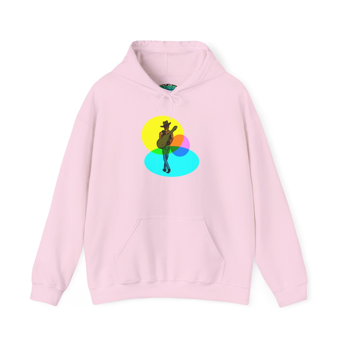 Cowboy with Guitar Hoodie — Colorful Retro Music Graphic Sweatshirt