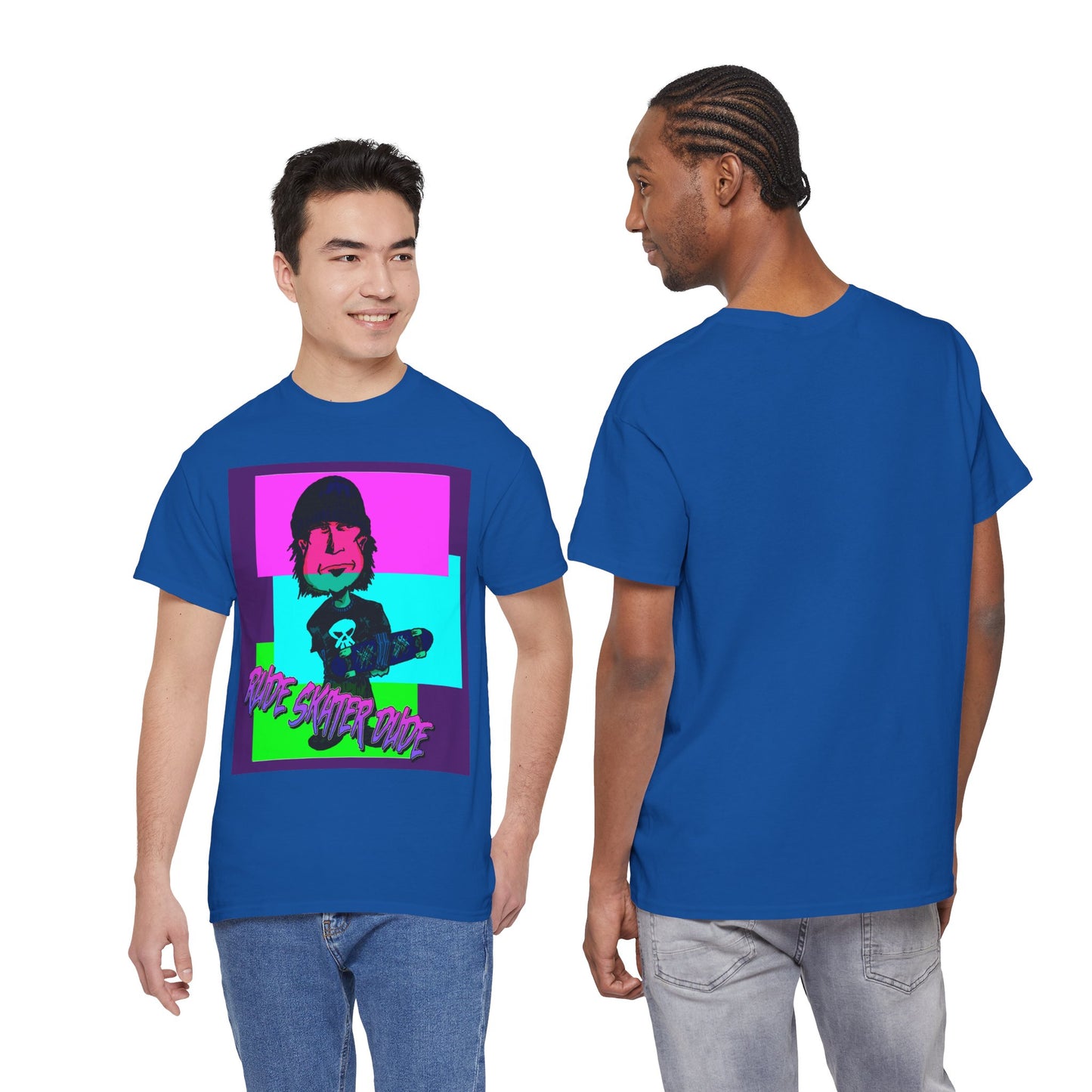 Retro Neon Skateboard Tee — "Rude Skater Dude" Graphic