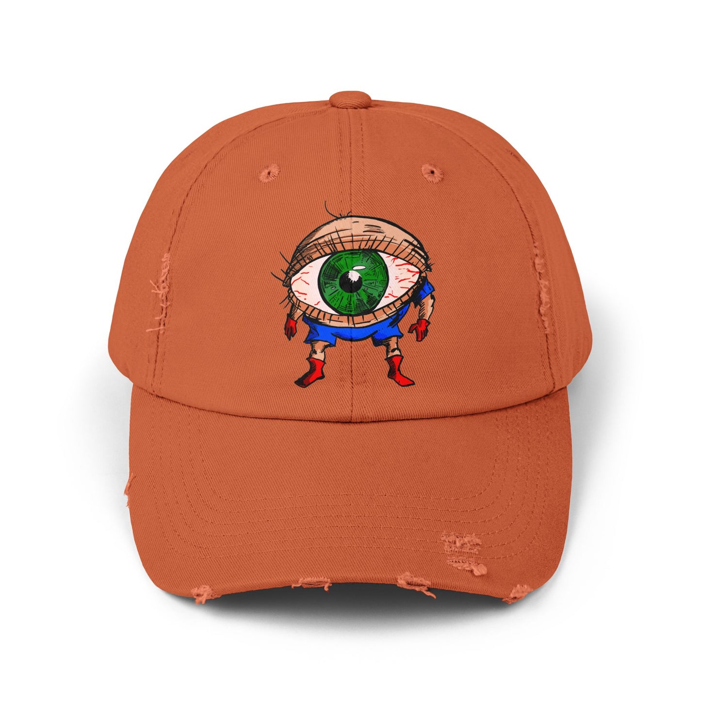 Terrif-EYE-ing Unisex Distressed Cap with Quirky Eyeball Design - Perfect for Casual Style