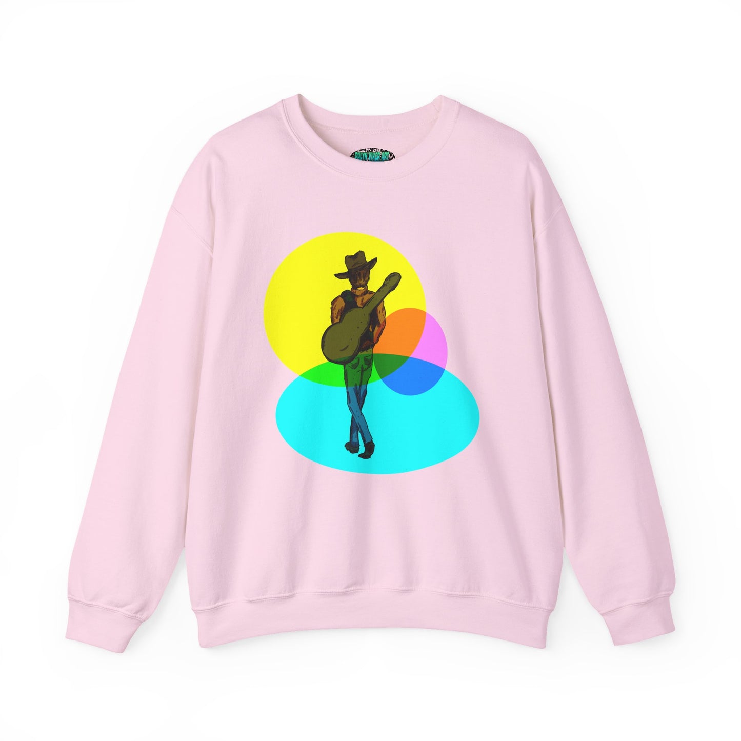 Cowboy Guitarist Graphic Sweatshirt — Retro Color Spot Music Pullover