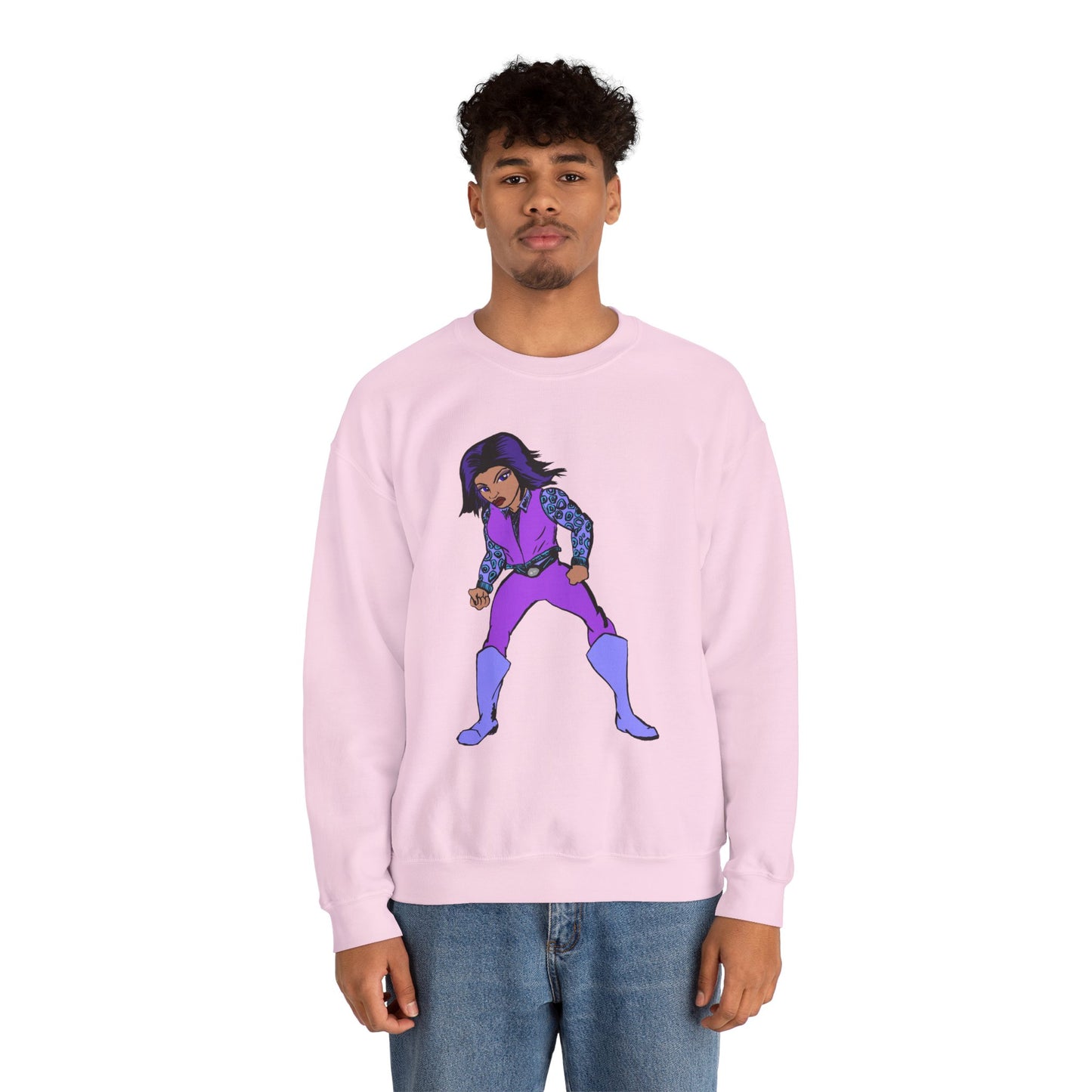 Vintage Retro Hero Crewneck Sweatshirt with Bold Graphic Design