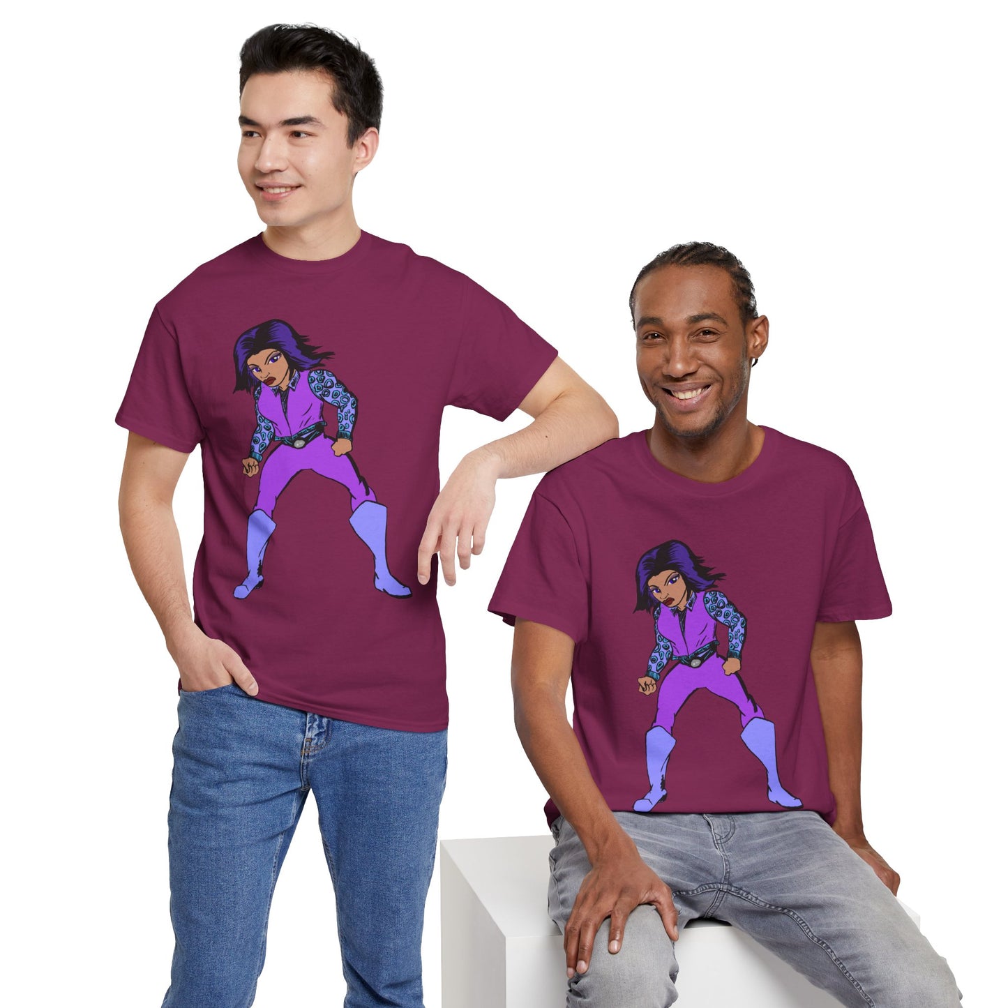 Retro Cartoon Hero Woman Character Unisex Heavy Cotton Tee, Vintage Graphic Tee, Fun T-Shirt, Gift for Fans, Casual Wear, Everyday Tee