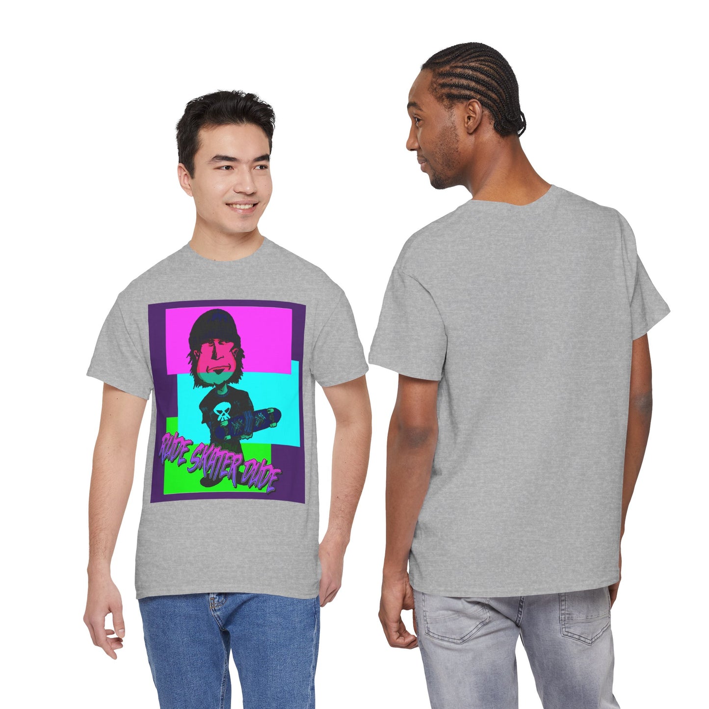 Retro Neon Skateboard Tee — "Rude Skater Dude" Graphic