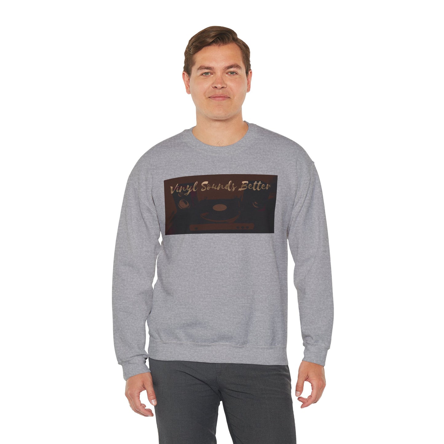 Crewneck Sweatshirt — "Vinyl Sounds Better" Retro Record Graphic