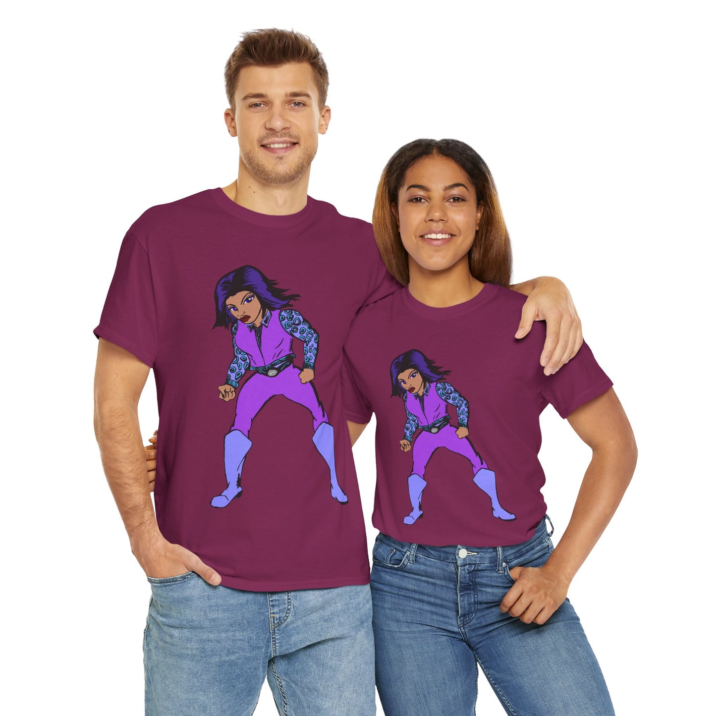 Retro Cartoon Hero Woman Character Unisex Heavy Cotton Tee, Vintage Graphic Tee, Fun T-Shirt, Gift for Fans, Casual Wear, Everyday Tee