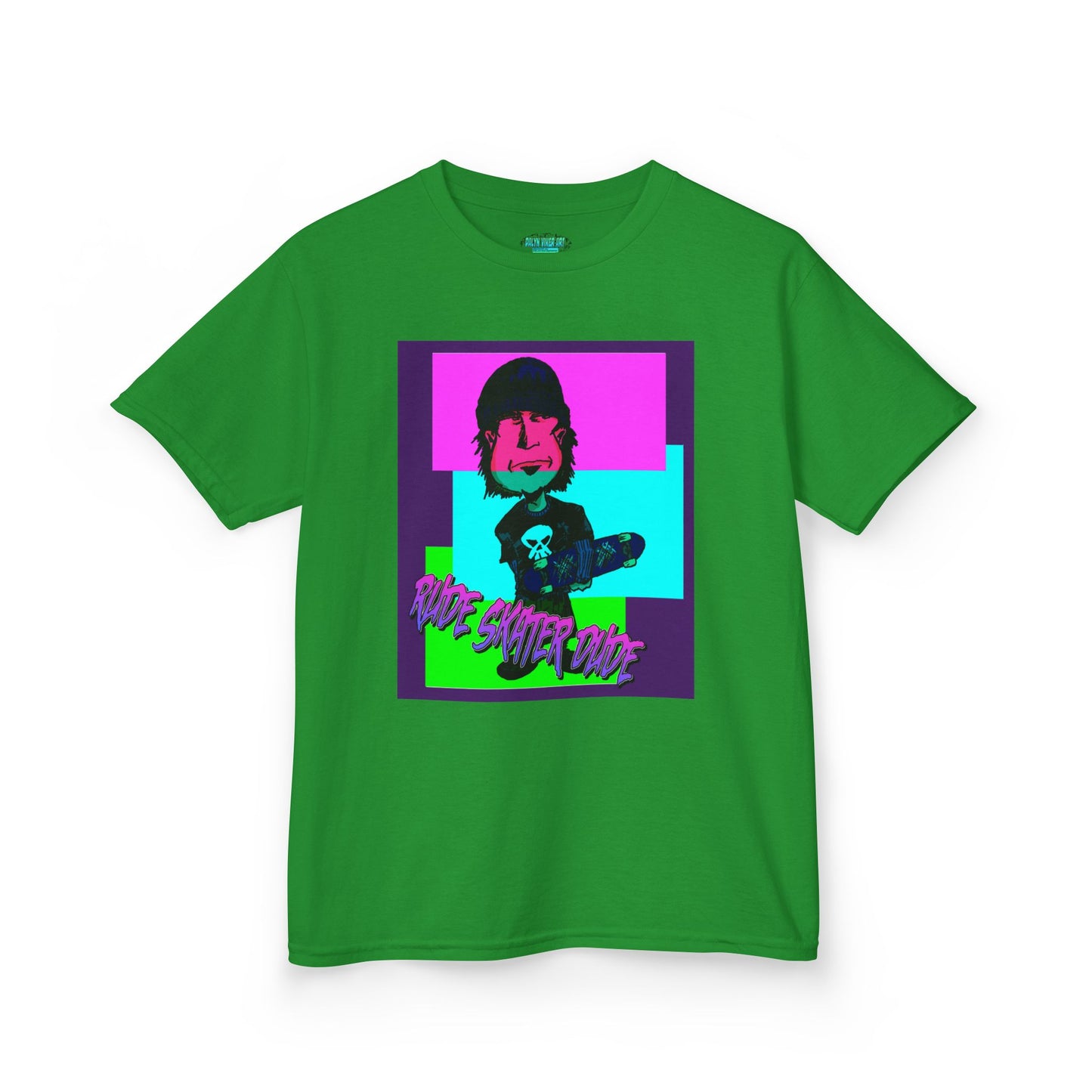 Kids Tee — Retro Neon Rude Skater Dude Kid Graphic T-Shirt