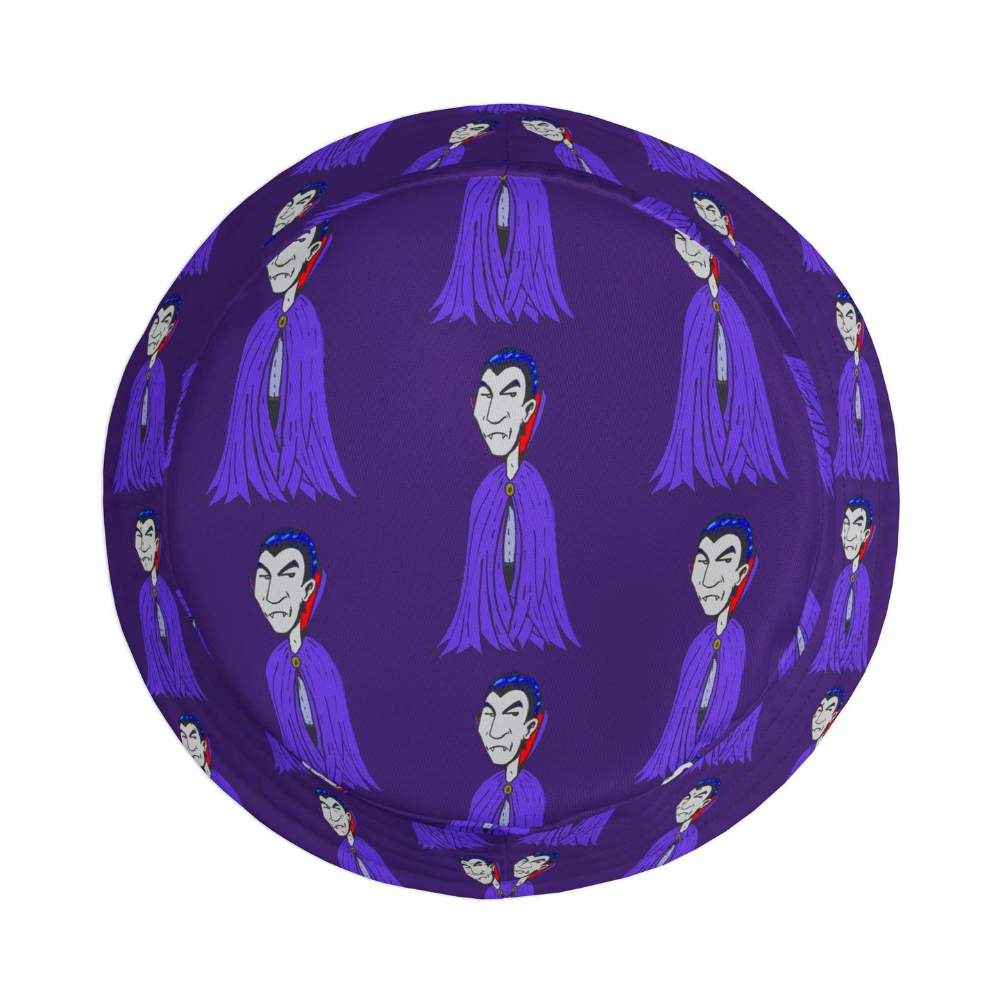 Vampire Pattern Purple Bucket Hat — Halloween Gothic Aesthetic