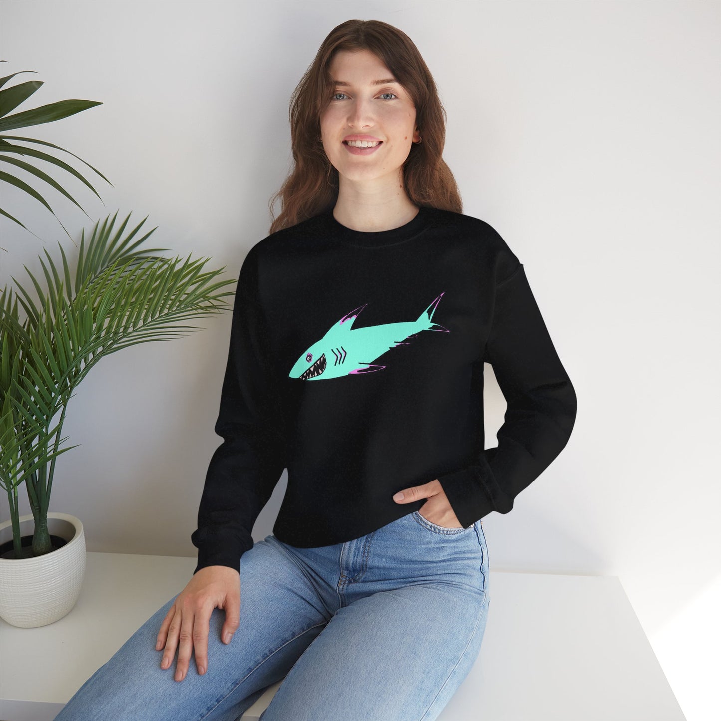 Charming Shark Graphic Sweatshirt - Unisex Heavy Blend™ Crewneck