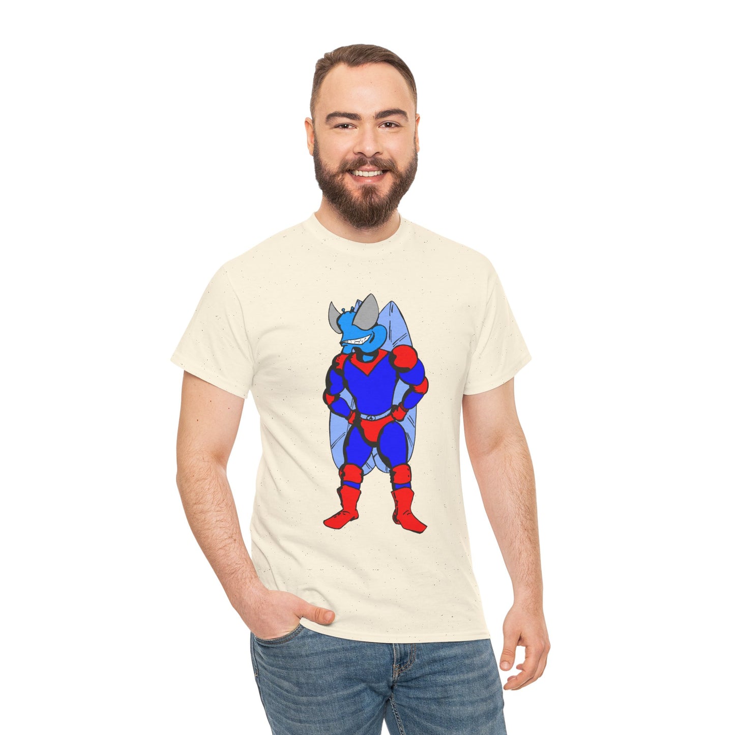 Astro-Fly Hero Graphic Tee - Blue & Red Superhero T-Shirt