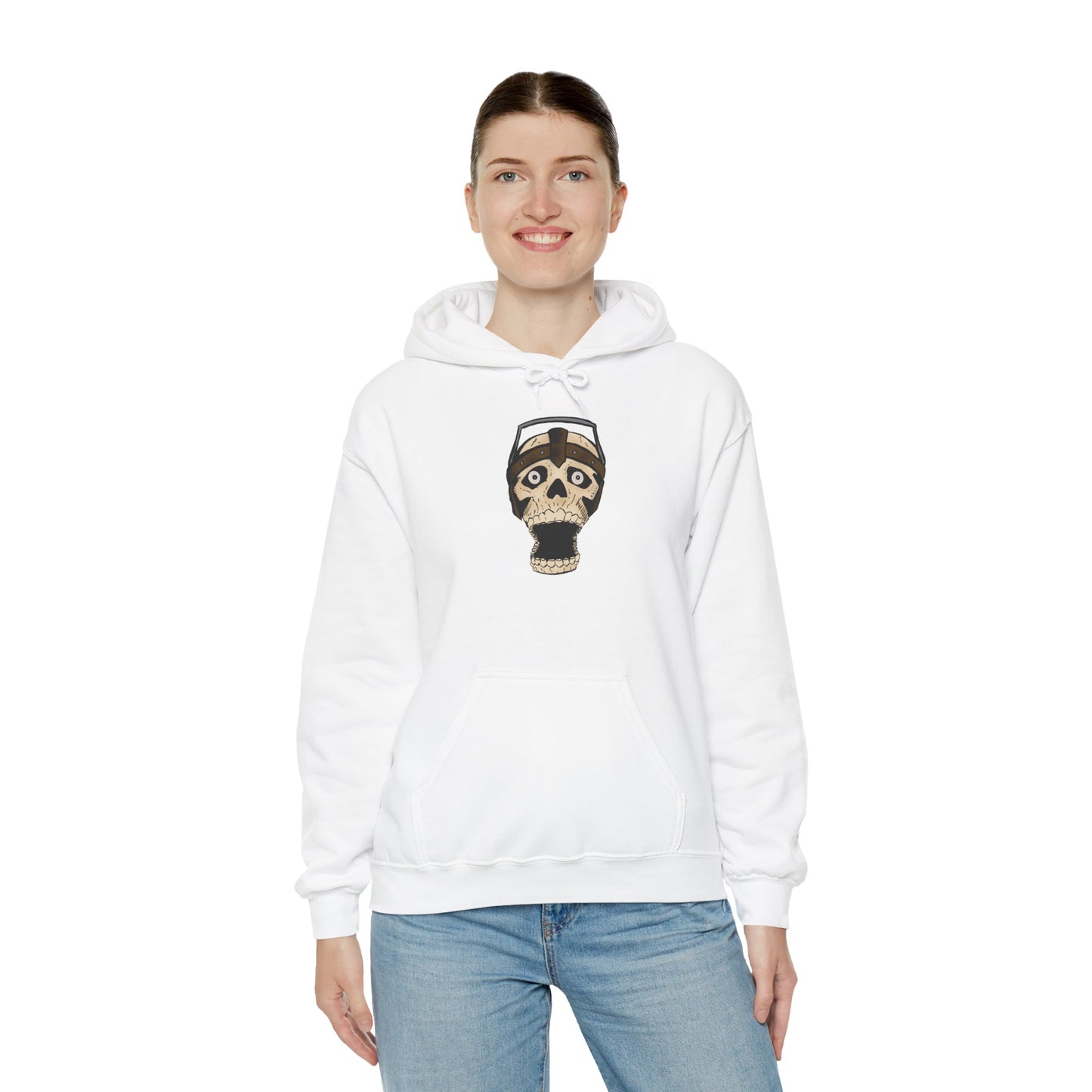 Screaming Skull Graphic Hoodie, Unisex Heavy Blend Sweatshirt, Cozy Casual Wear, Gift for Halloween, Unique October Fashion, Everyday Comfort