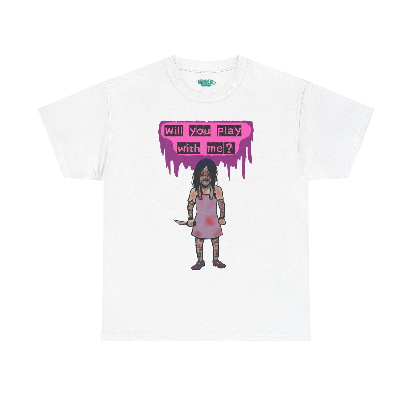 Chilling Evil Doll Horror Tee, Horror T-Shirt, Grey Tee, Unique Graphic Tee, Unisex Tee, Playful Scary Top, Halloween Shirt