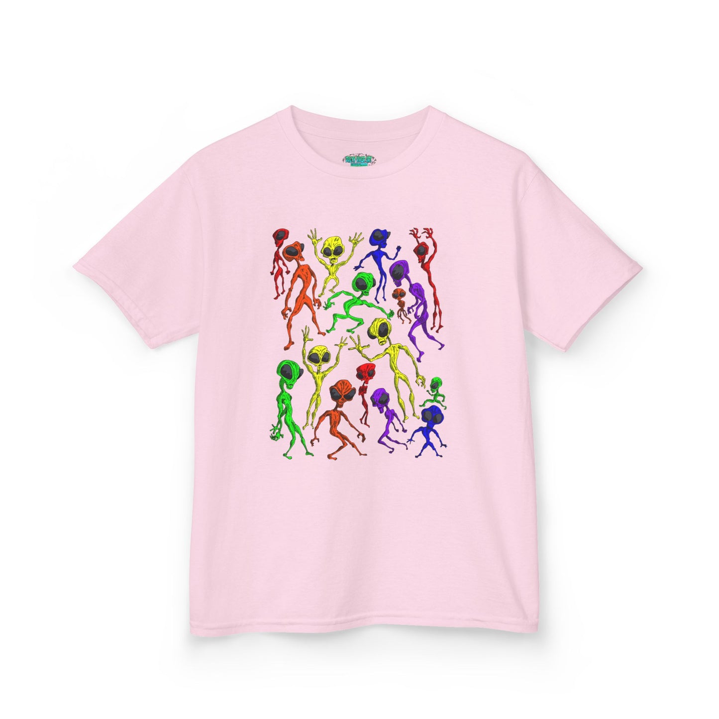Colorful Alien Dance Party Kids Tee, Fun Graphic T-Shirt, Youth Summer Apparel, Gift for Young Dancers, Birthday Party Outfit, Festival Wear