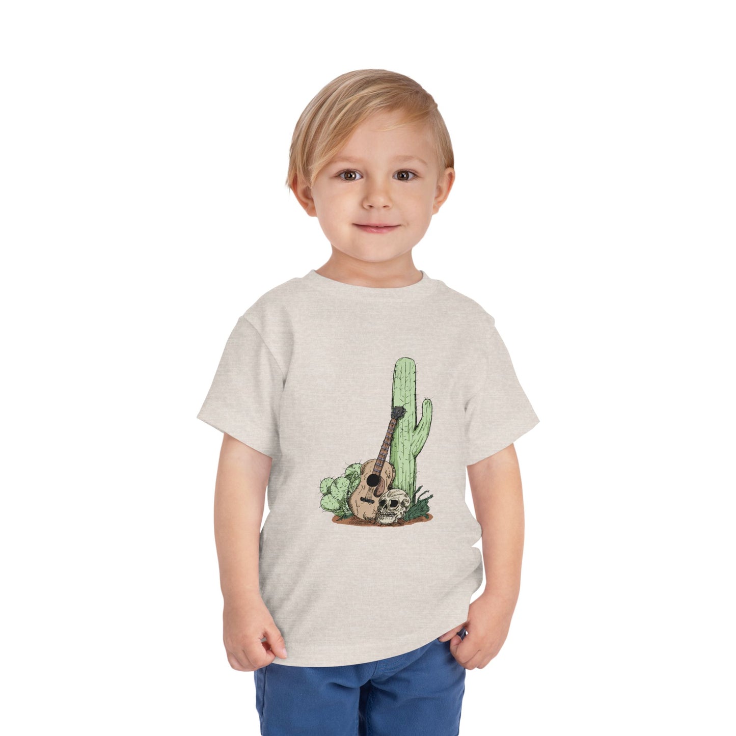 Toddler Tee — Desert Cactus with Guitar Graphic