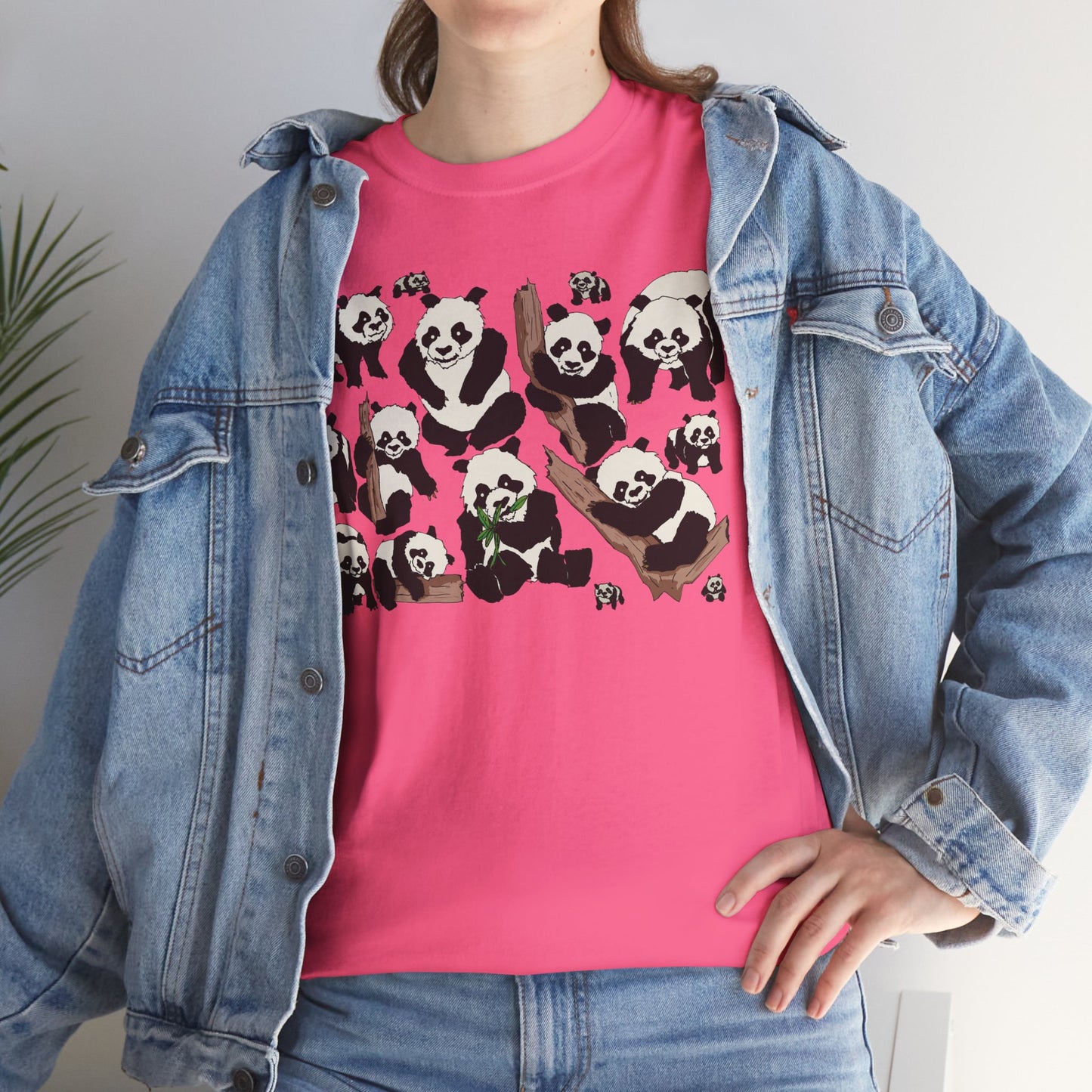 Cute Panda Design Unisex Heavy Cotton Tee | Animal Lover Gift, Casual Wear, Eco-Friendly Apparel, Nature Enthusiast Clothing