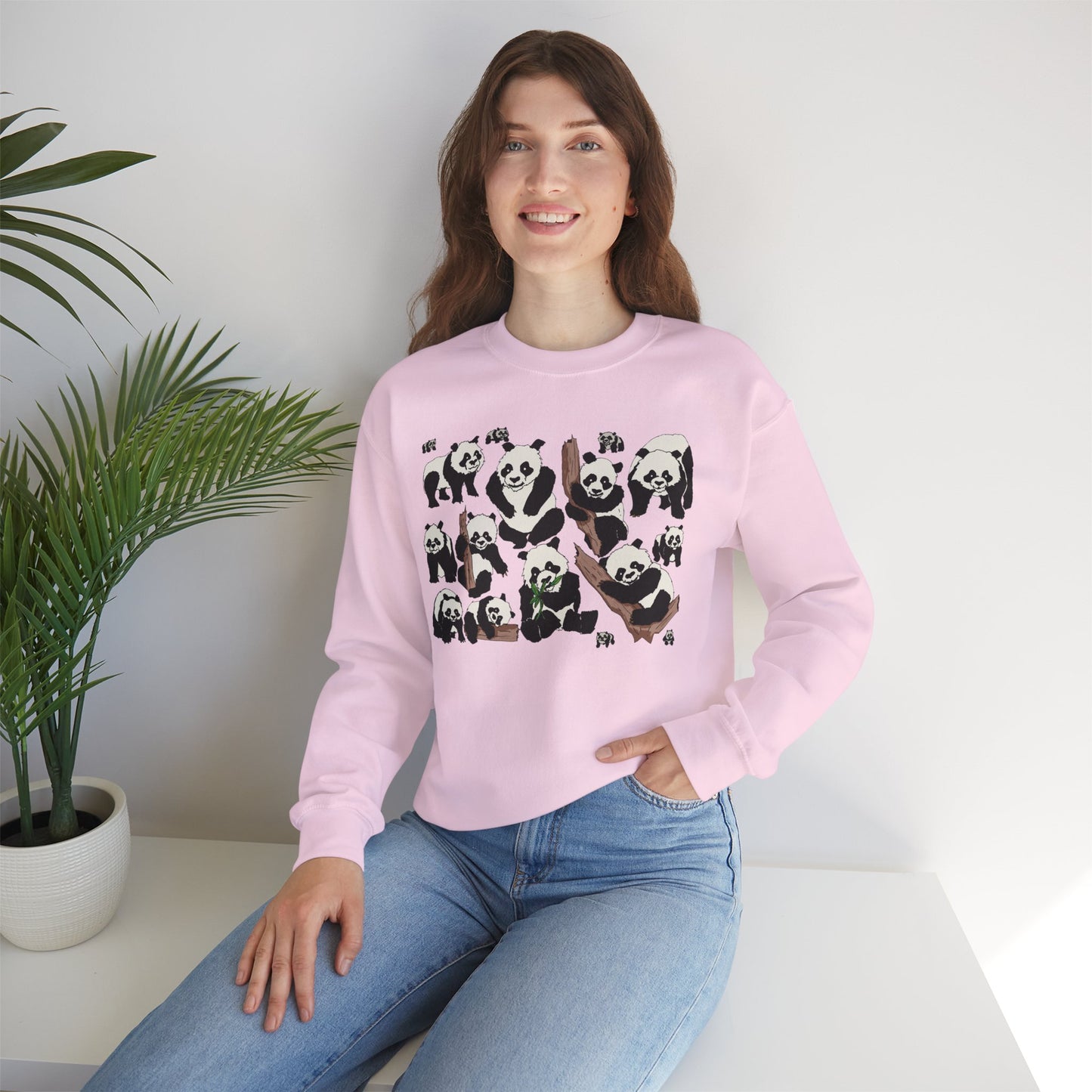 Cozy Panda Crewneck Sweatshirt - Soft Unisex Heavy Blend