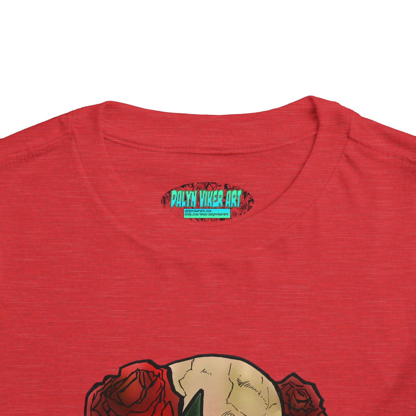 Toddler Tee — Skull with Red Roses Graphic