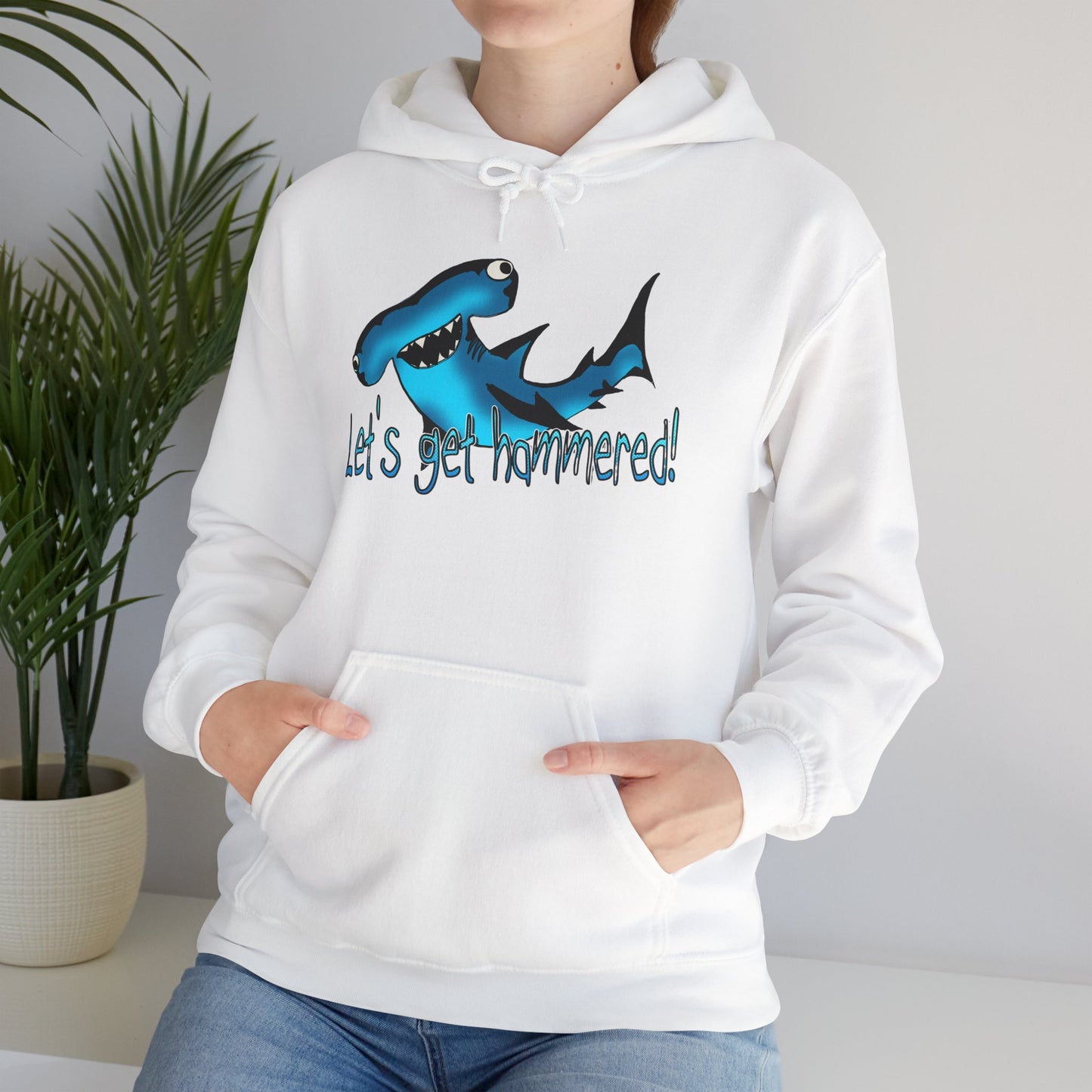 Let's Get Hammered Shark-Themed Unisex Hoodie: Let's Get Fin-tastic, Casual Wear, Gift for Ocean Lovers, Beach Party, Summer Fun