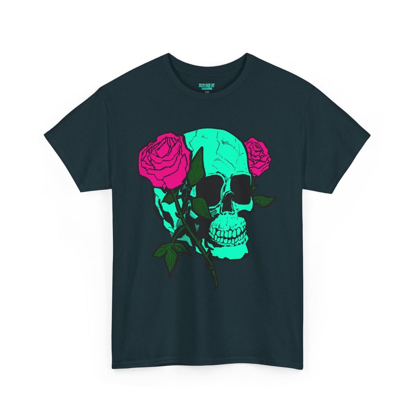 Edgy Skull & Roses Unisex Heavy Cotton Tee - Graphic T-Shirt for Alternative Fashion Lovers