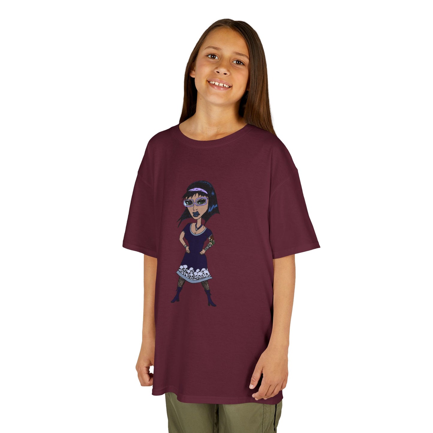 Kids Tee — Vintage Gothic Girl Cartoon Graphic Tee for Children
