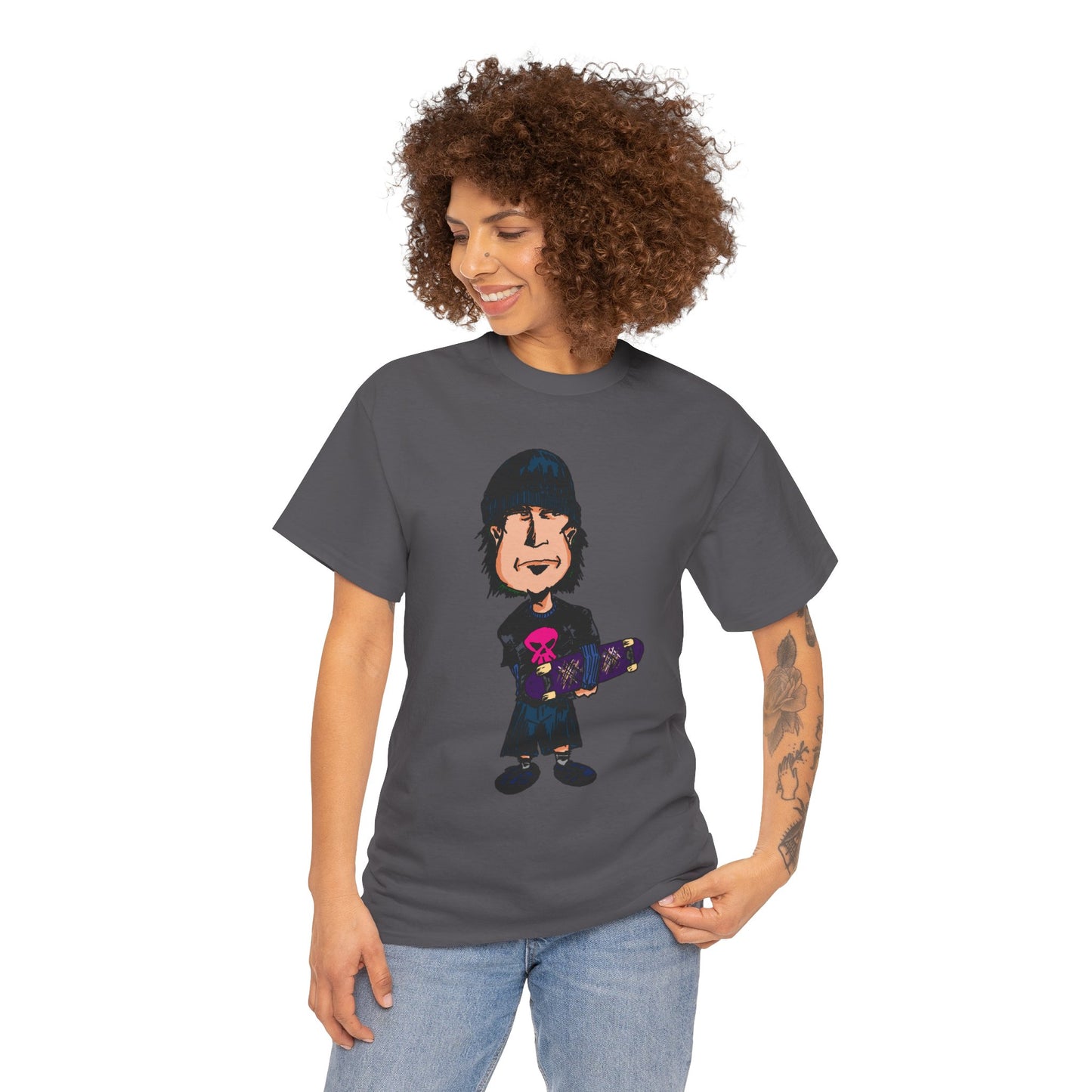 Rude Skater Dude - Skate Punk - Skater Kid Cartoon T‑Shirt — Cute Skateboarder Graphic Tee