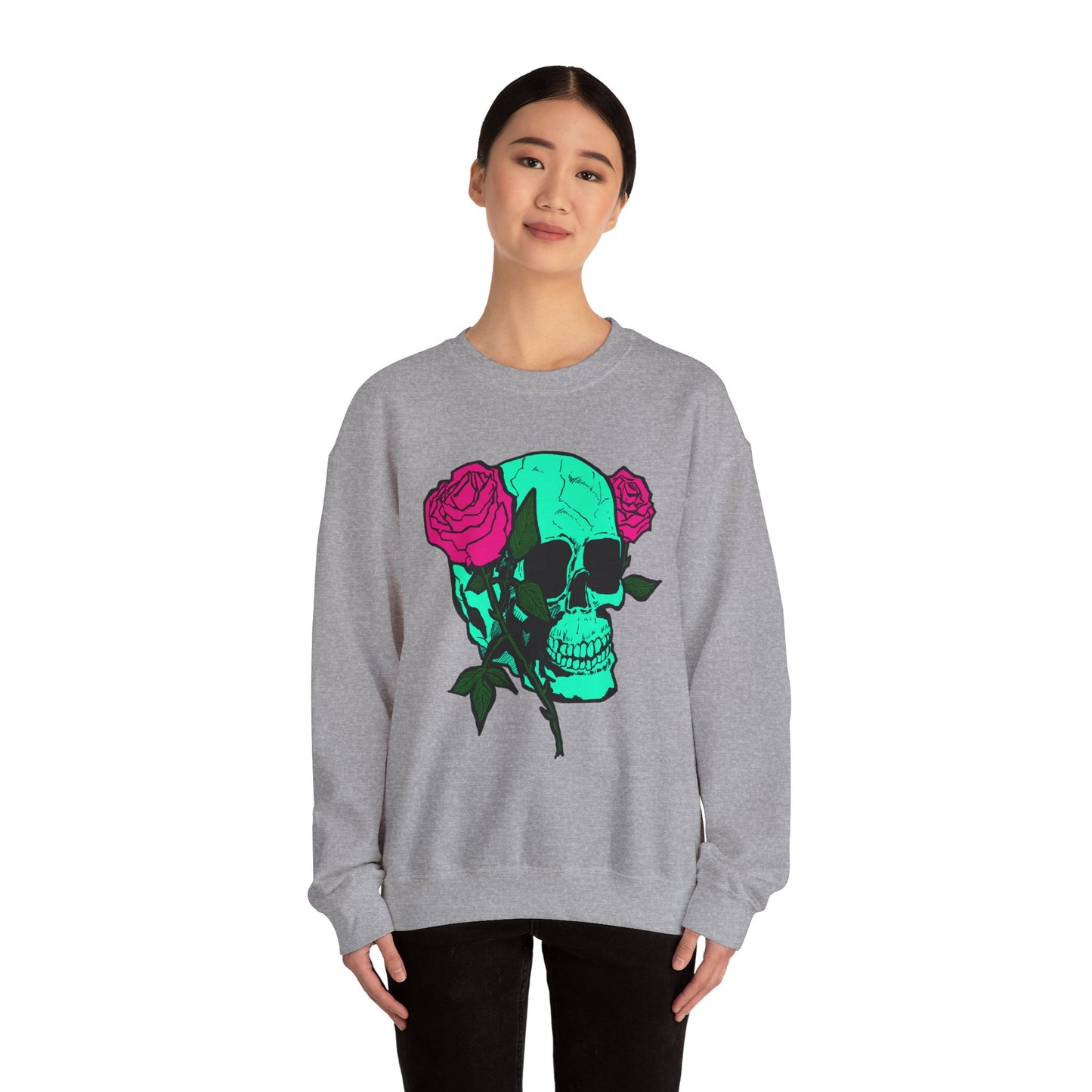 Skull and Roses Crewneck Sweatshirt for Trendsetters