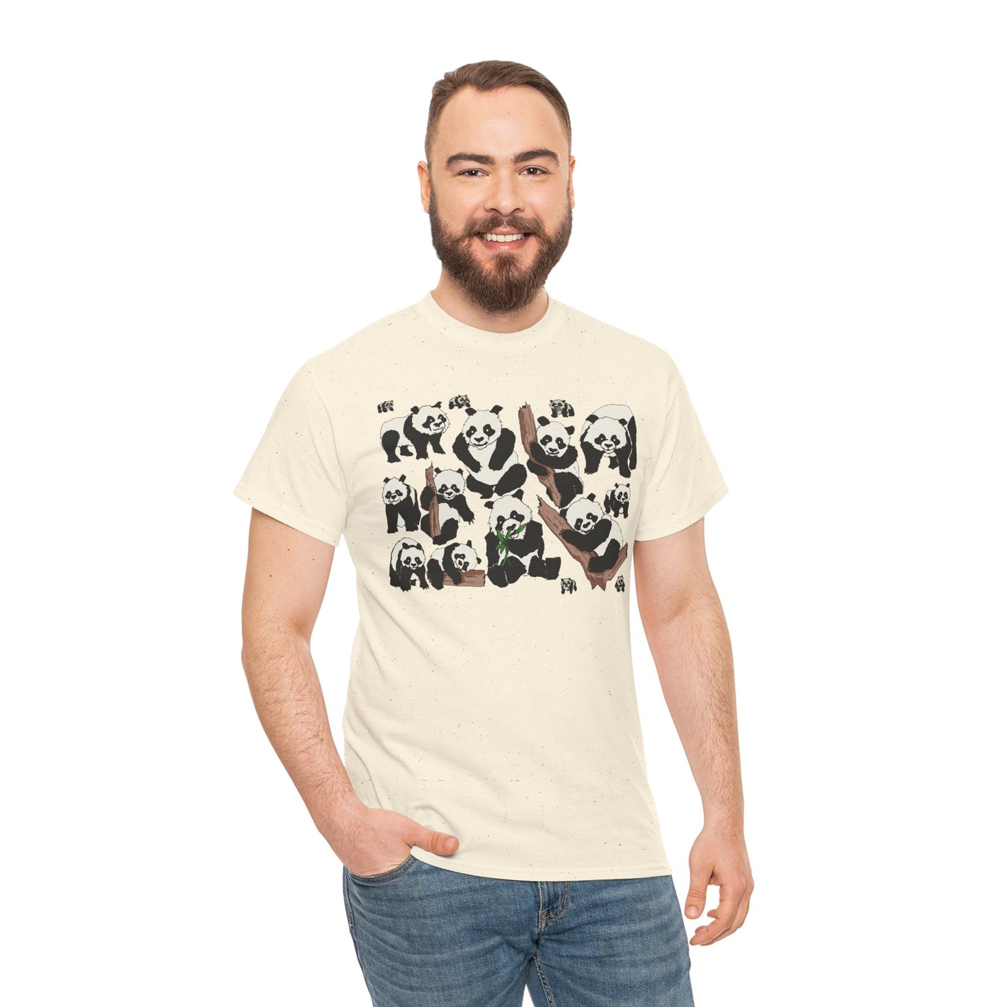 Cute Panda Design Unisex Heavy Cotton Tee | Animal Lover Gift, Casual Wear, Eco-Friendly Apparel, Nature Enthusiast Clothing