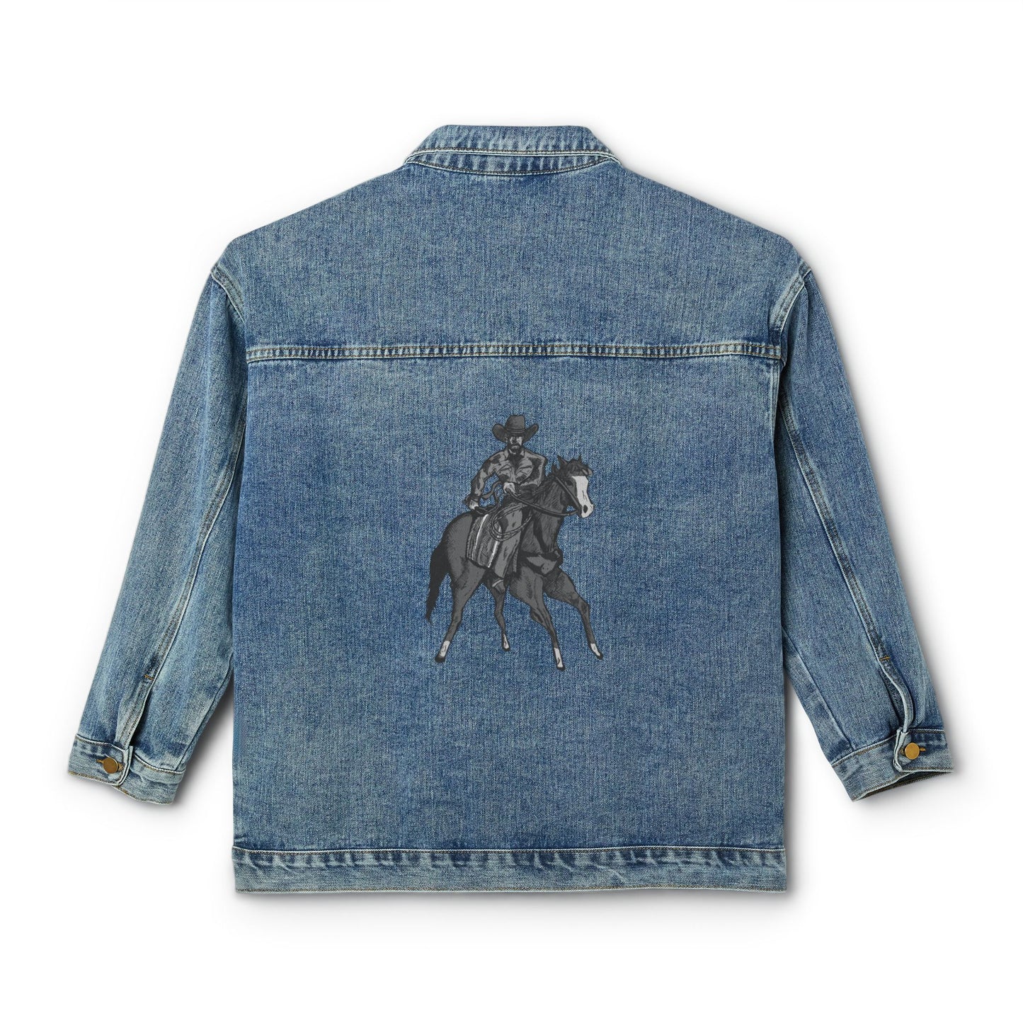 Denim Jacket - Vintage Cowboy Rider Back Graphic