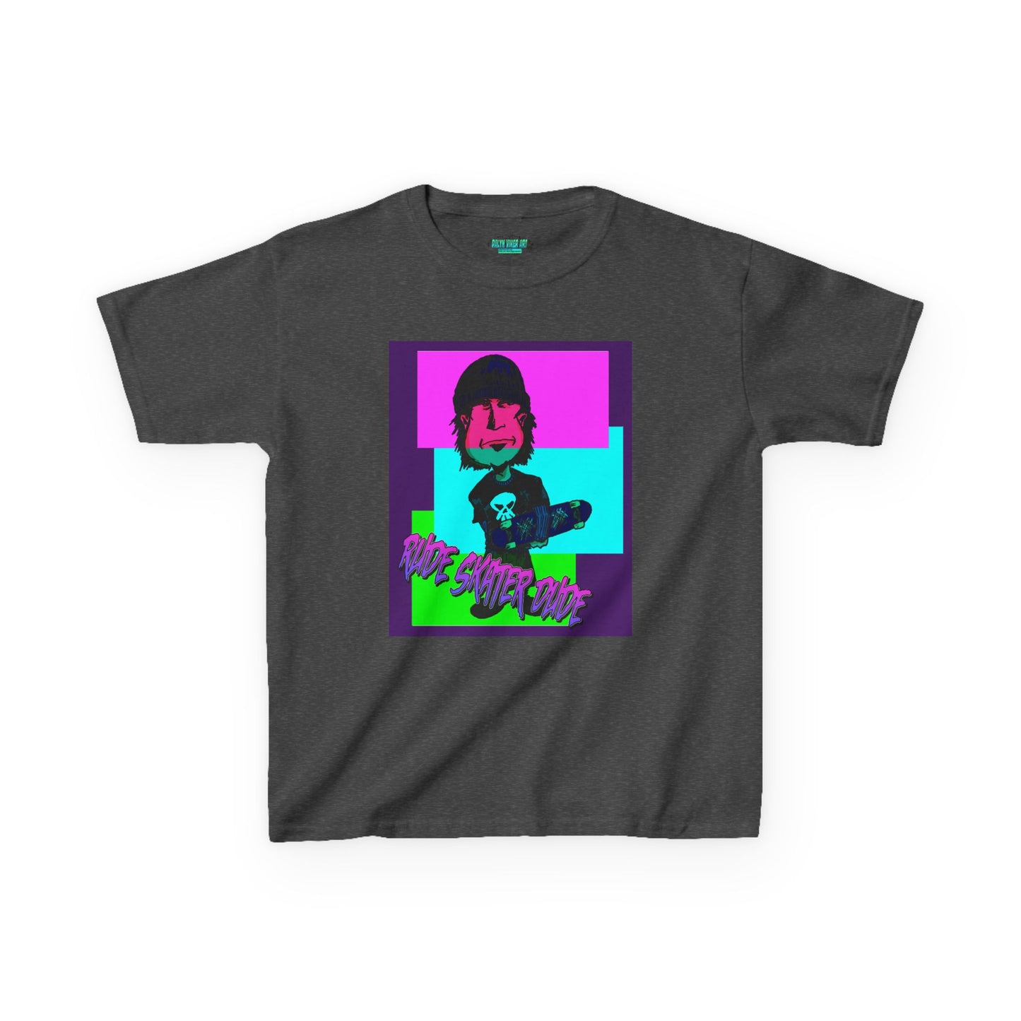 Kids Tee — Retro Neon Rude Skater Dude Kid Graphic T-Shirt