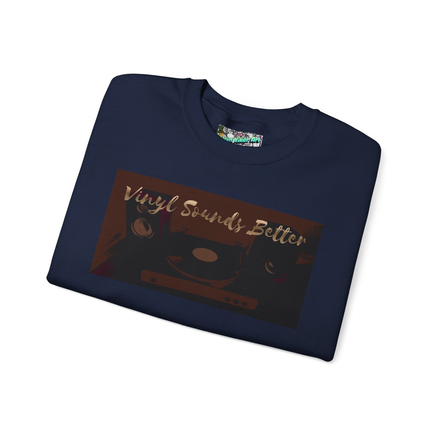Crewneck Sweatshirt — "Vinyl Sounds Better" Retro Record Graphic