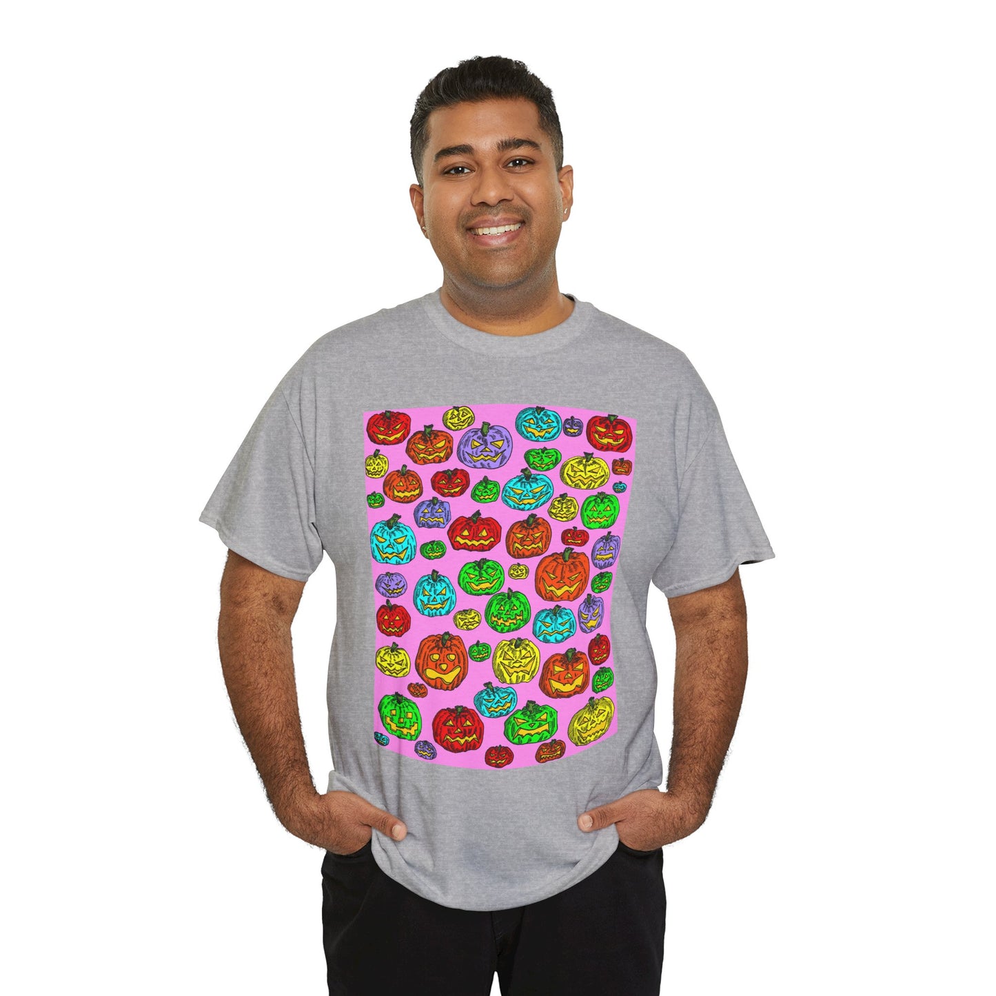 Colorful Pumpkin Graphic Tee, Unisex Cotton T-Shirt, Halloween Costume, Fall Apparel, Trendy Graphic Shirt, Casual Wear