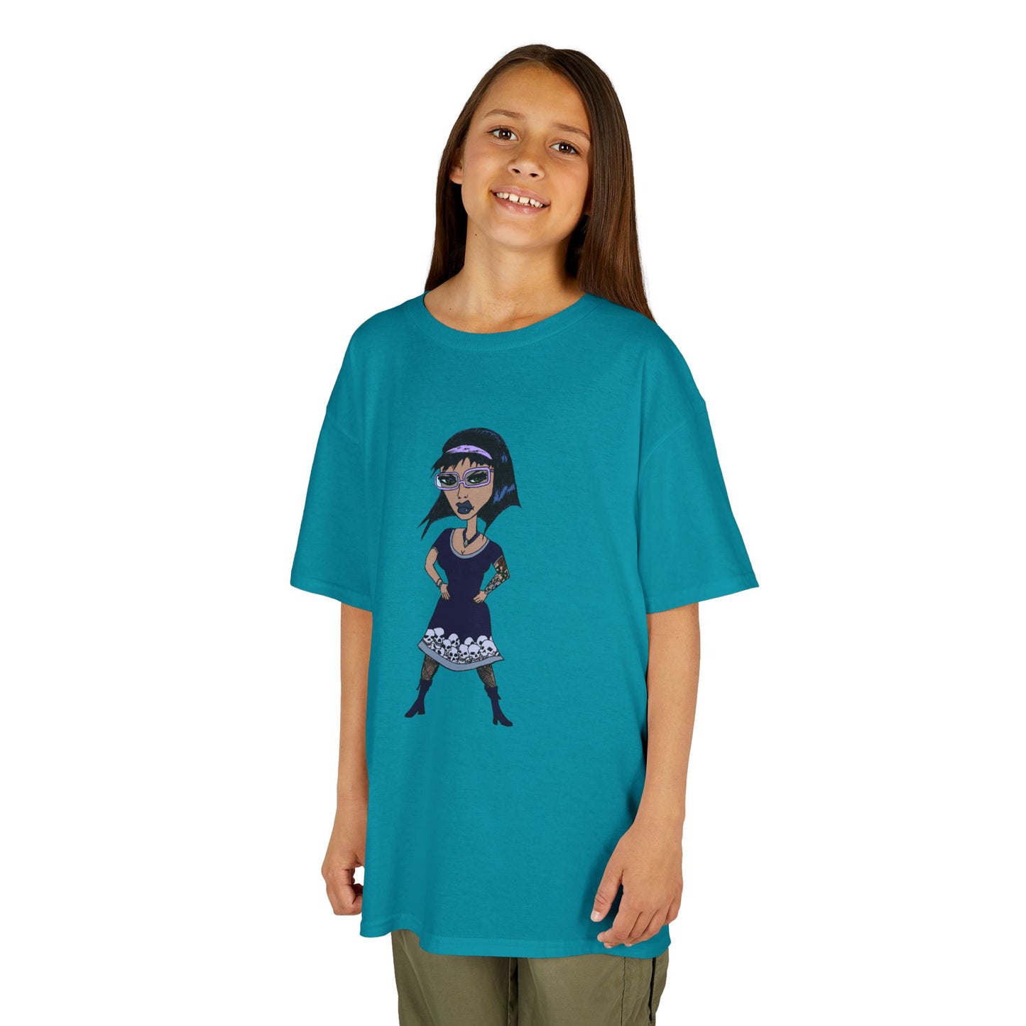 Kids Tee — Vintage Gothic Girl Cartoon Graphic Tee for Children