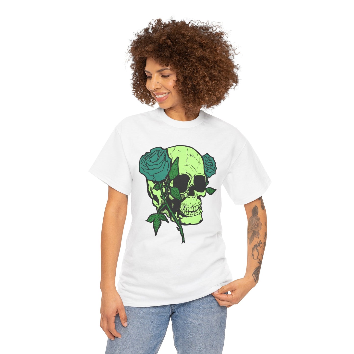 Skull & Rose Graphic Tee - Unisex Heavy Cotton Shirt