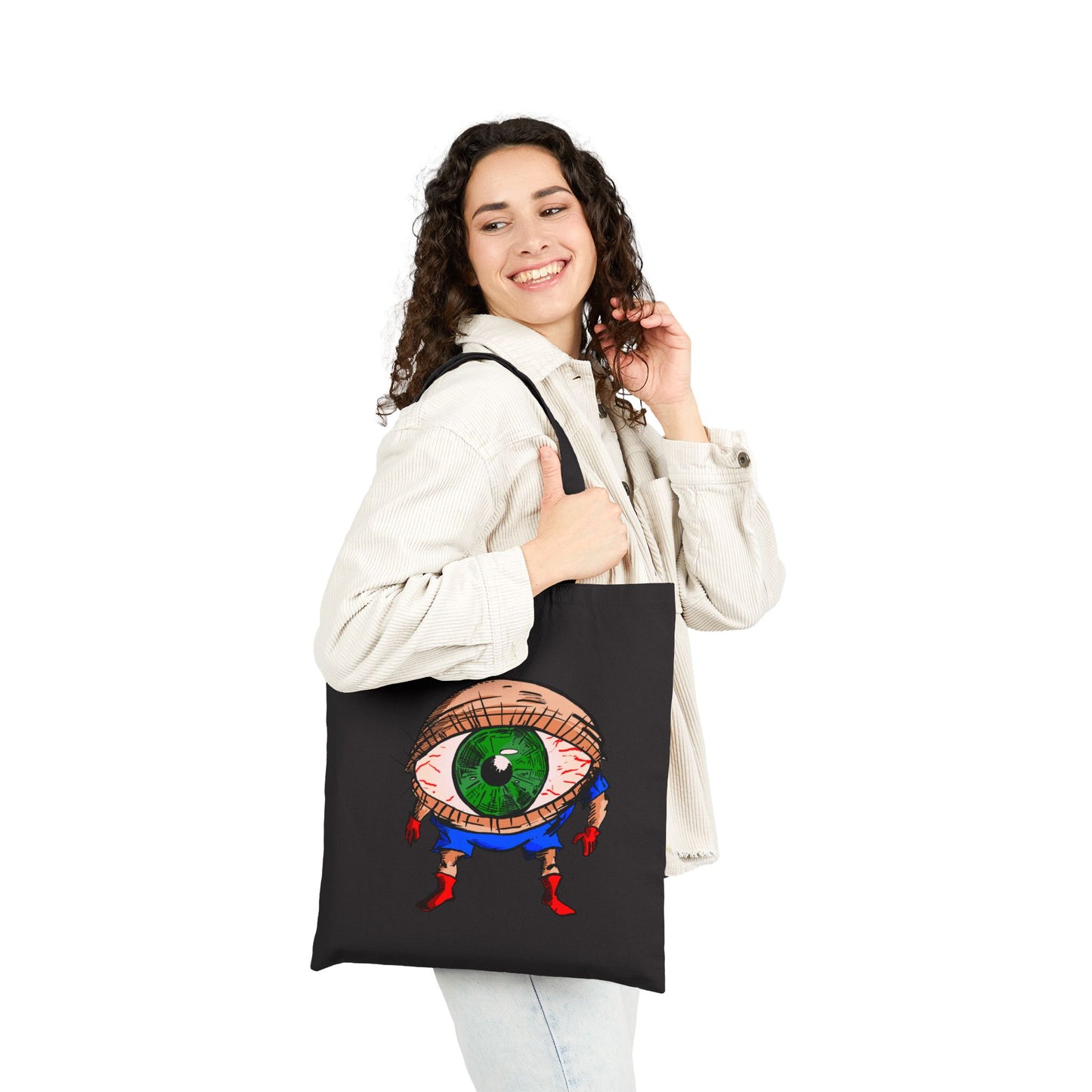Terrif-EYE-ing Green Eye Tote Bag — Quirky Illustrated Canvas Shopper