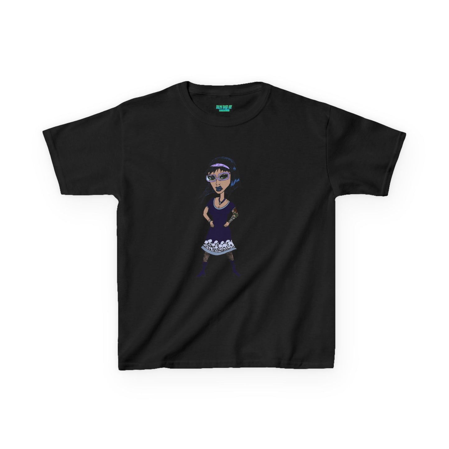 Kids Tee — Vintage Gothic Girl Cartoon Graphic Tee for Children