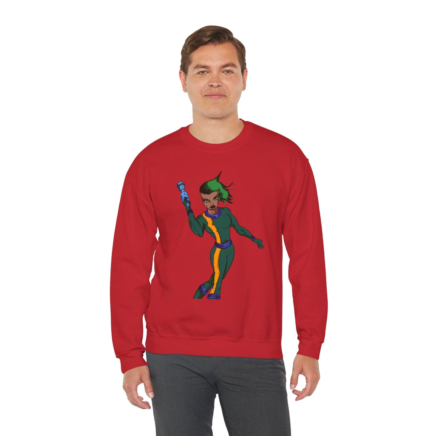 Heroic Vibes Crewneck Sweatshirt with Bold Design