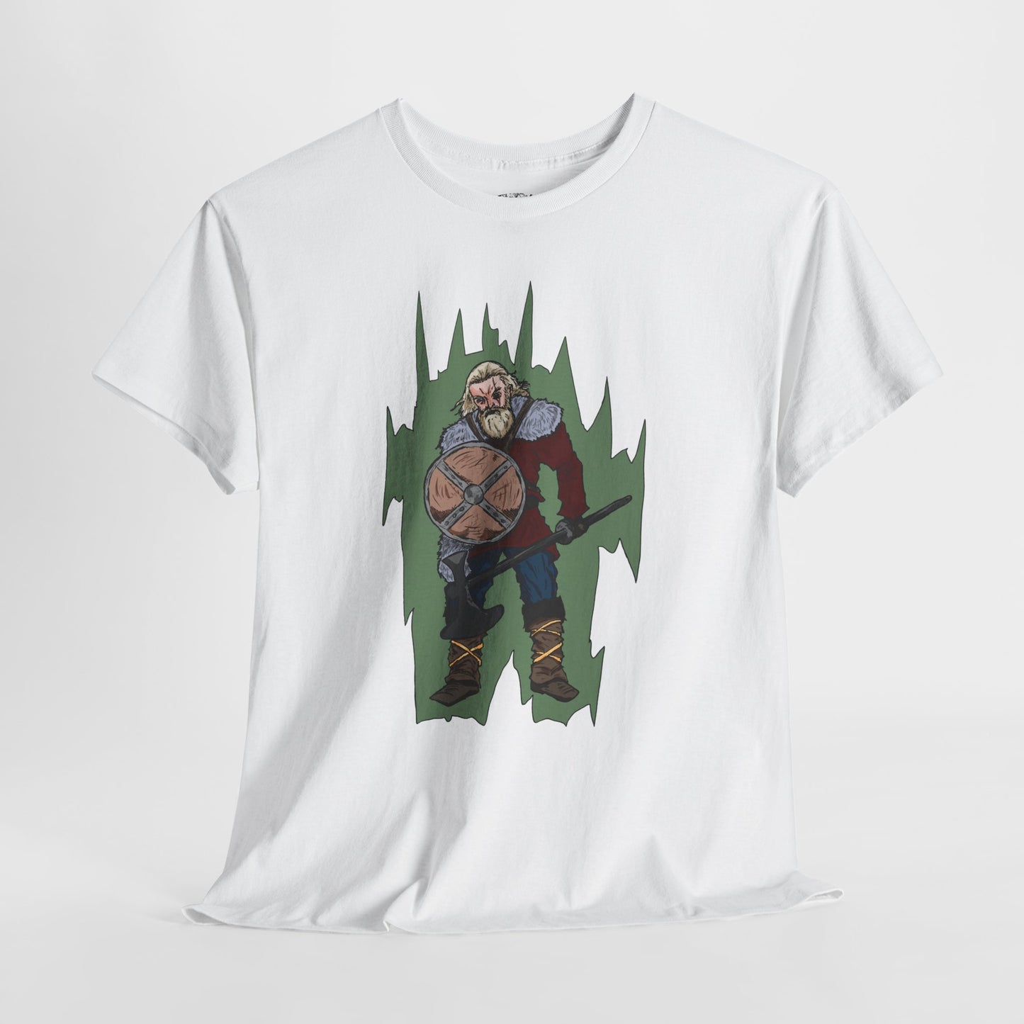 Epic Warrior Graphic Tee, Unisex Heavy Cotton Shirt, Casual Wear, Gamer Gift, Medieval Art Clothing, Battle Theme Fashion