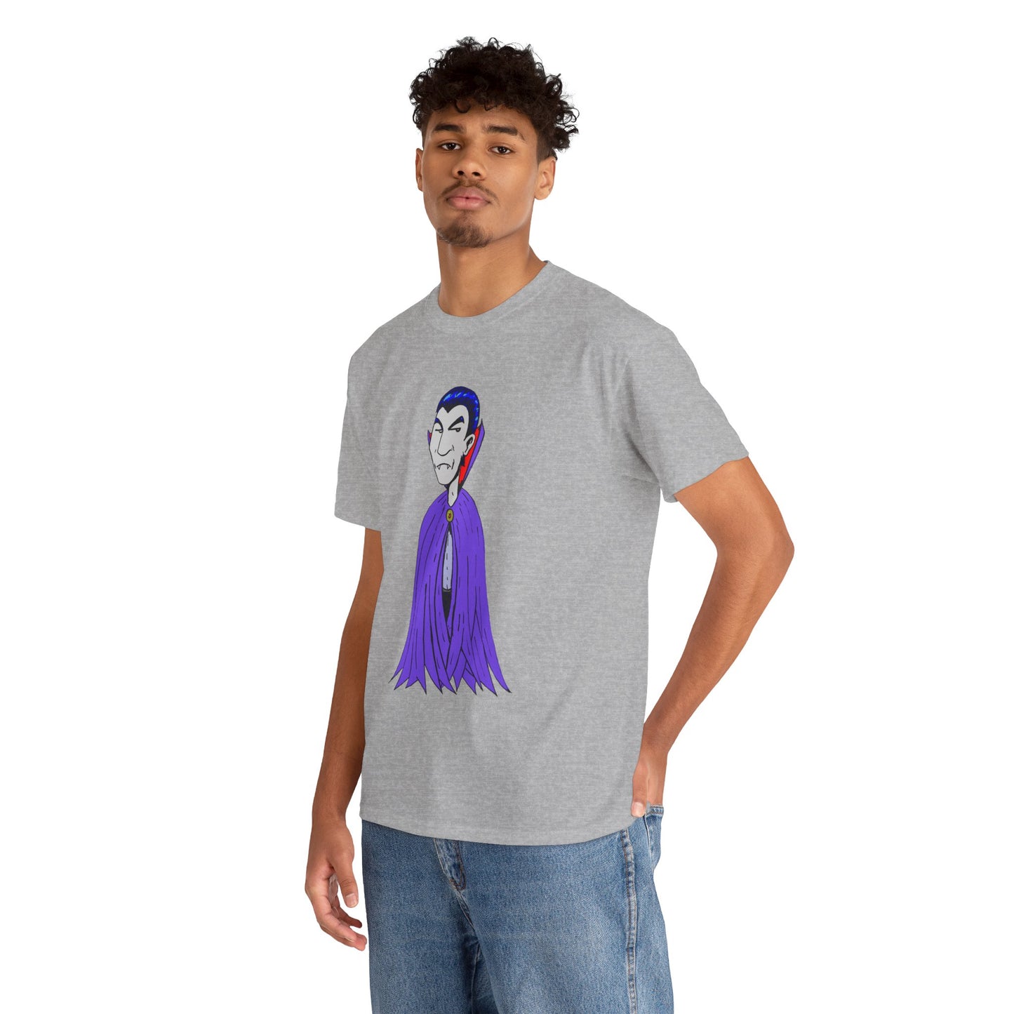 Vampire Cartoon Tee - Cute Purple Cloak Dracula Graphic T-Shirt