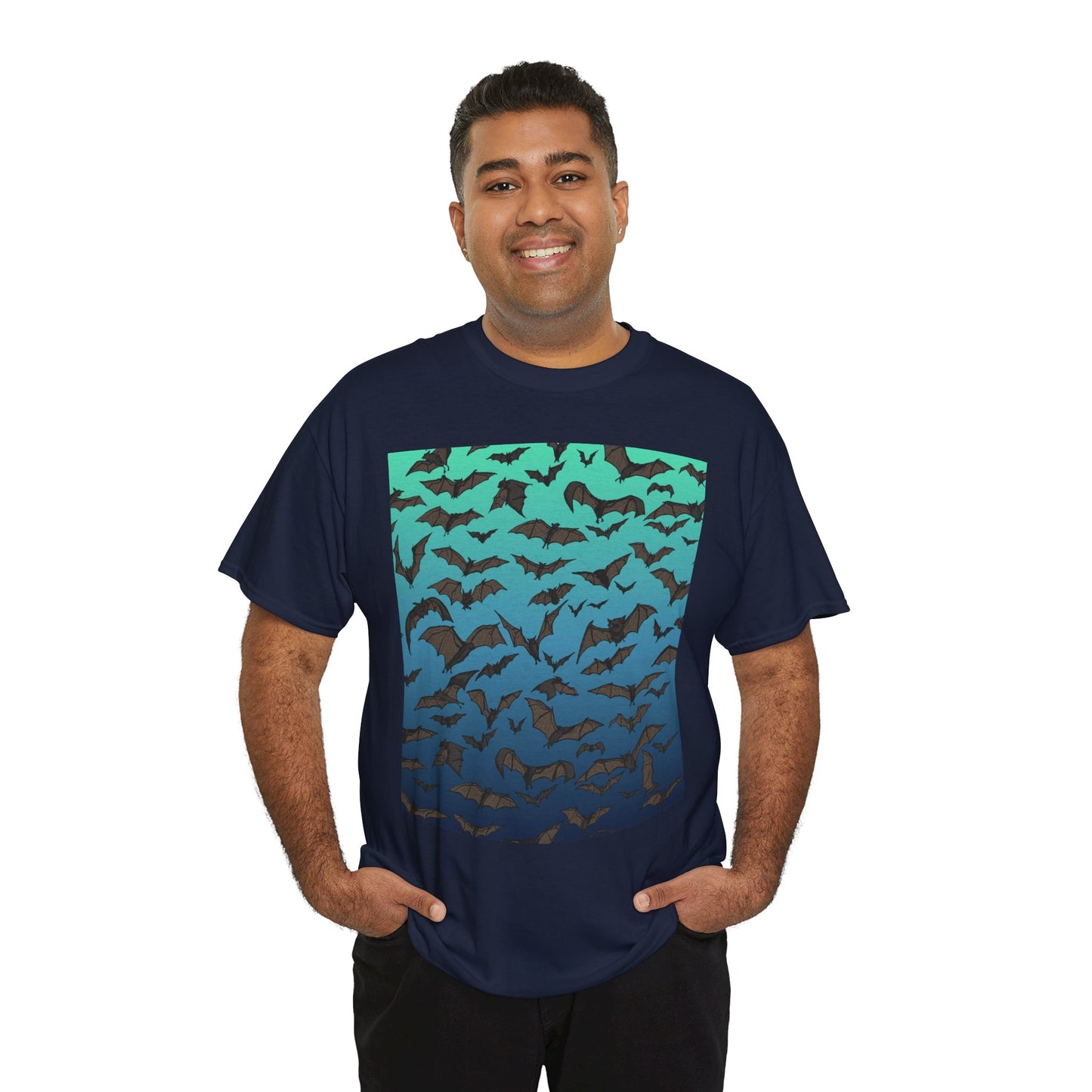 Bat Swarm Graphic Tee — Gradient Night Flight T-Shirt