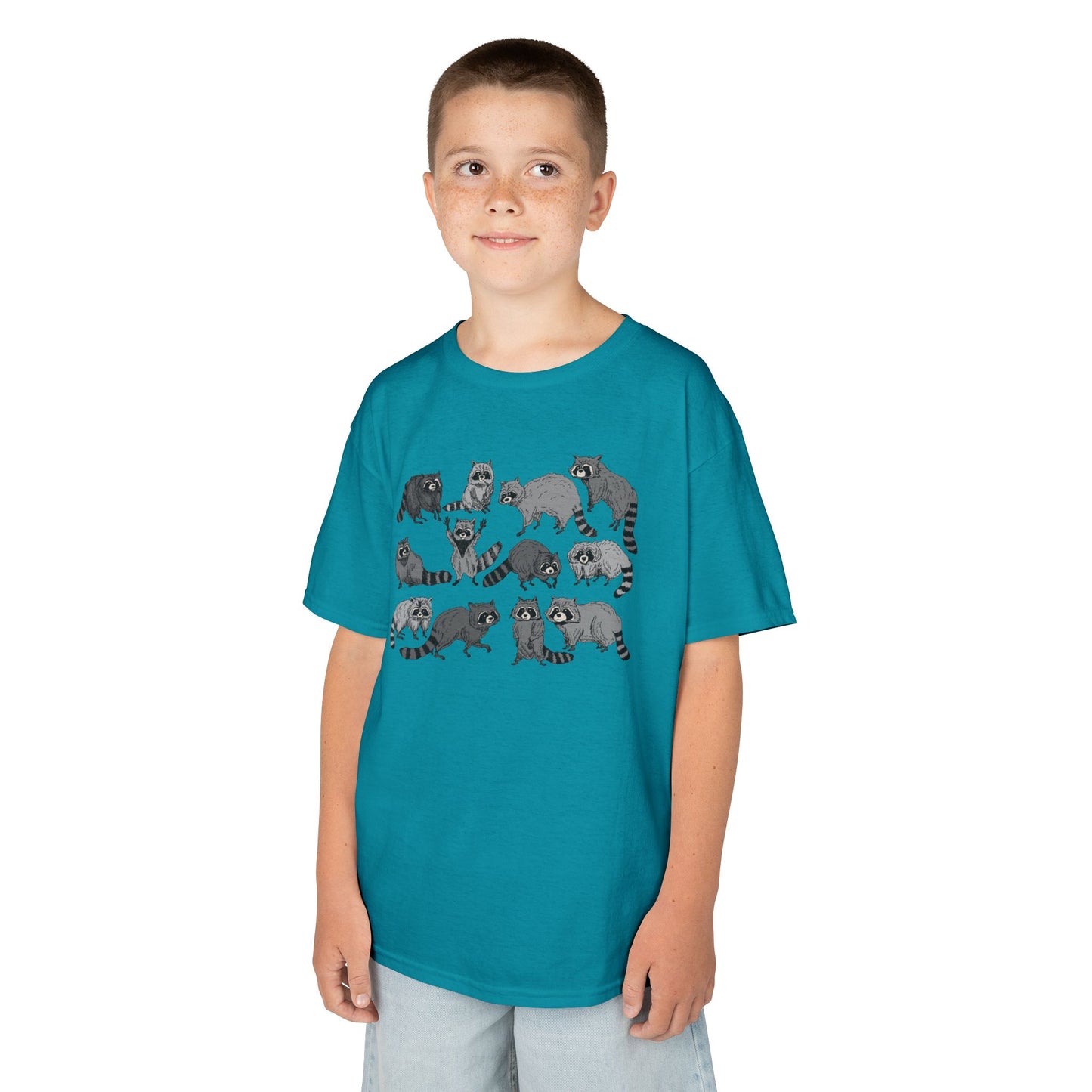 Cute Raccoons Pattern Kids Tee, Animal Lover Gift, Funny Raccoon Shirt, Children's Apparel, Birthday Outfit, Pet Lover Tee