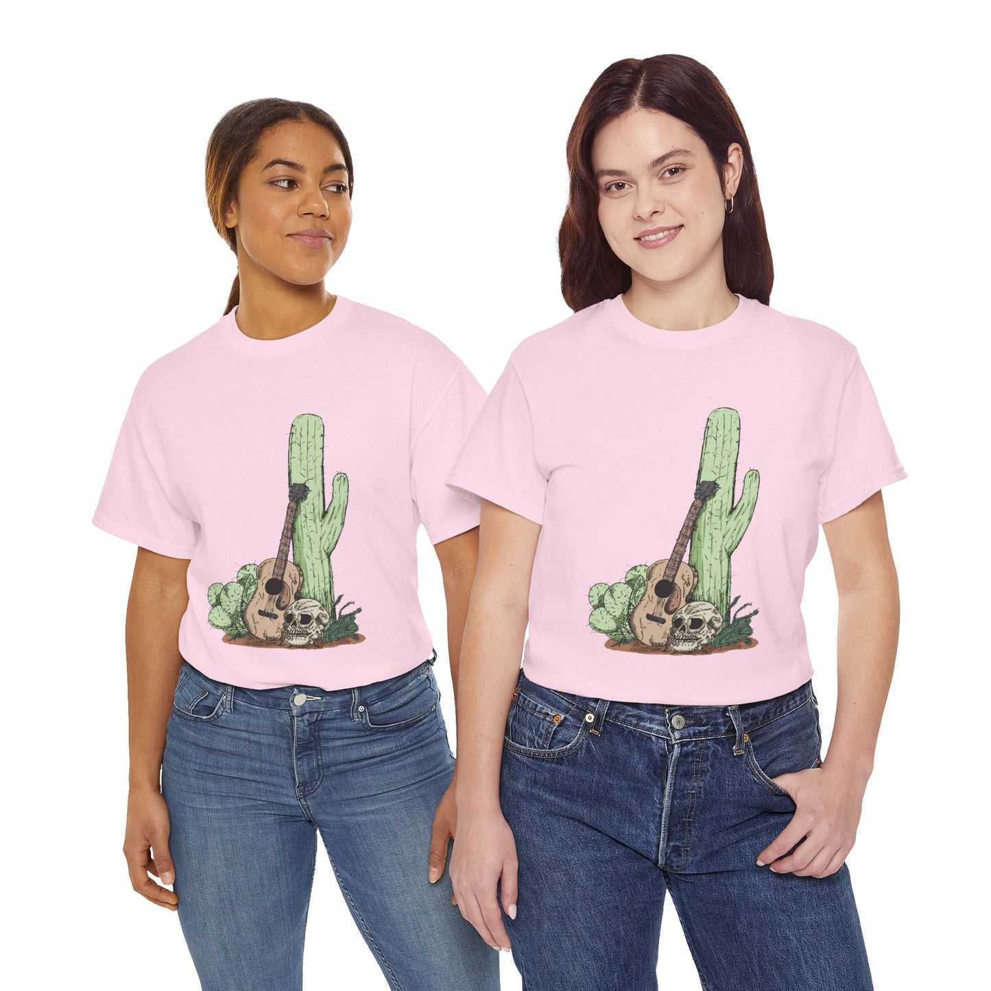 Desert Vibe Graphic Tee - Unisex Heavy Cotton Shirt, Boho Cactus Shirt, Guitar Lover's Gift, Summer Top, Music T-Shirt