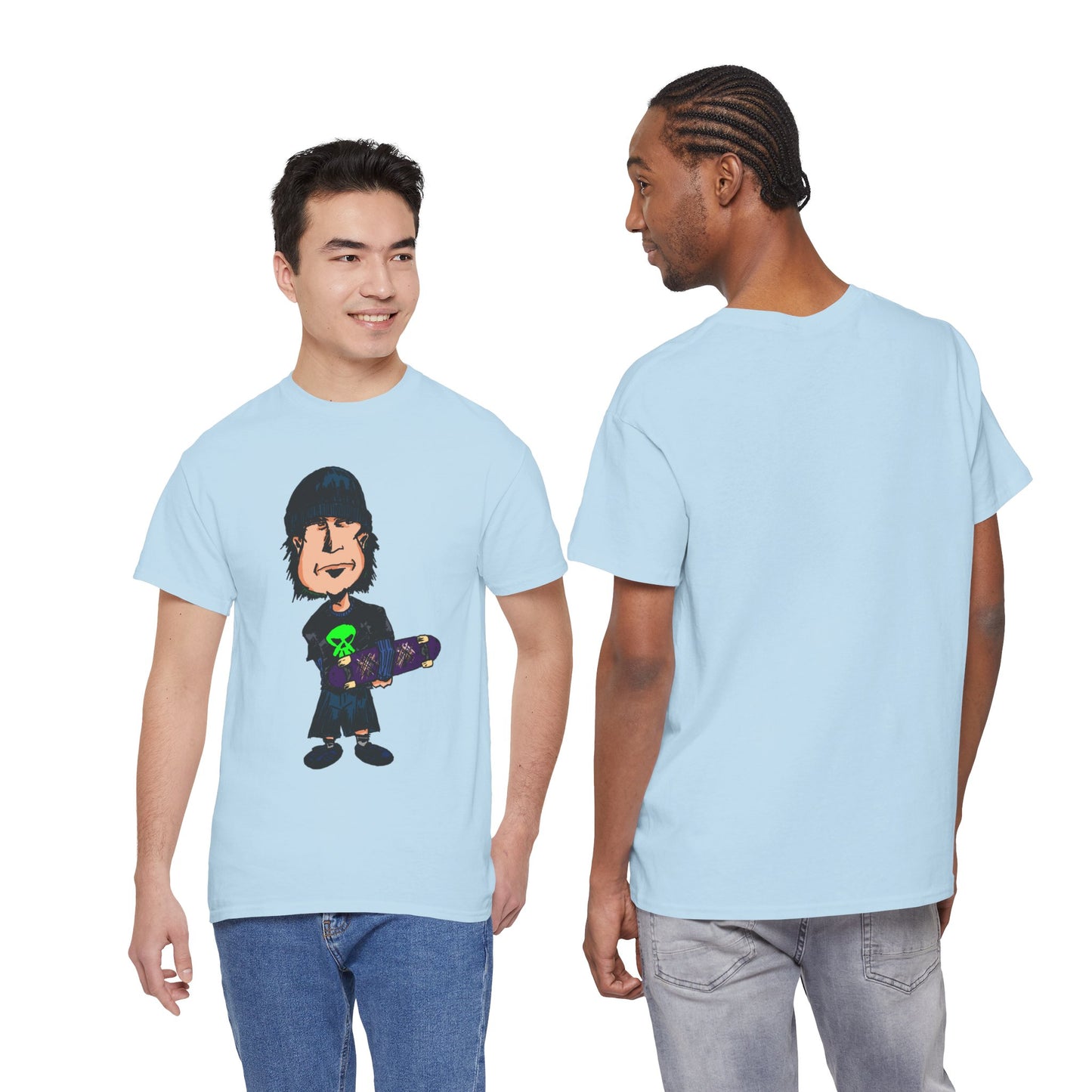 Rude Skater Dude - Skate Punk Cartoon Tee – Boy with Skateboard Graphic Shirt